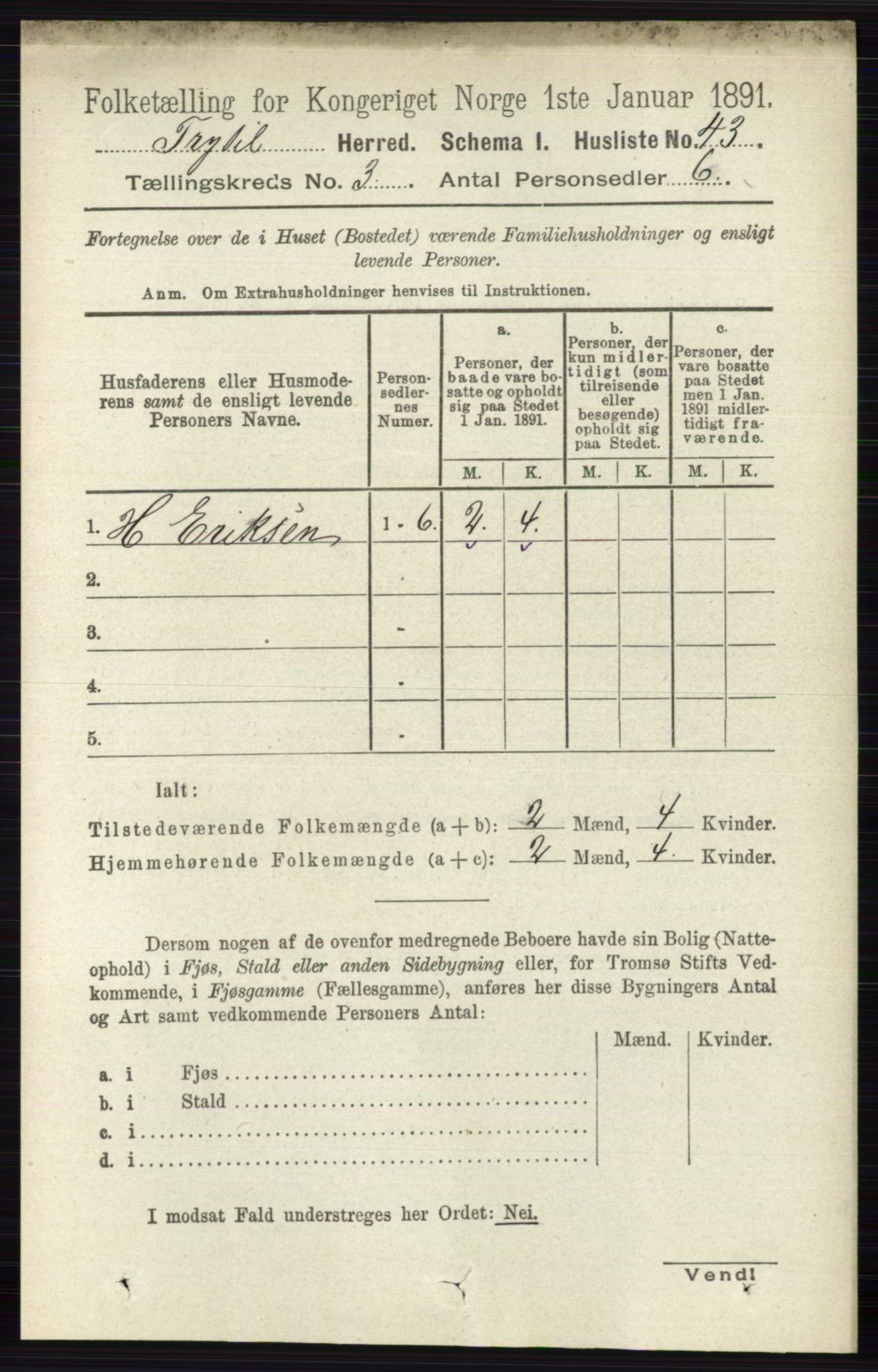 RA, 1891 census for 0428 Trysil, 1891, p. 1313