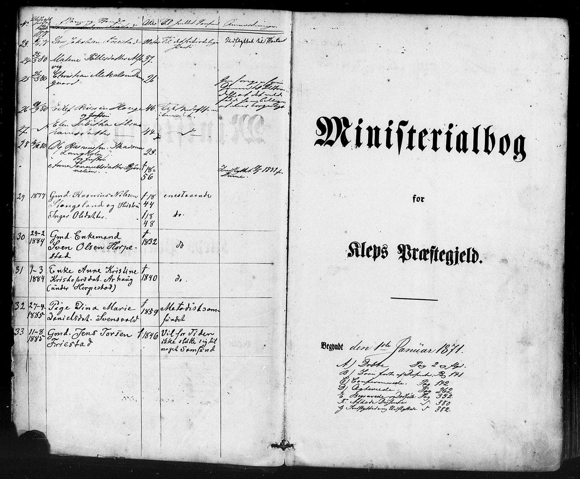 Klepp sokneprestkontor, SAST/A-101803/001/3/30BA/L0006: Parish register (official) no. A 6, 1871-1885