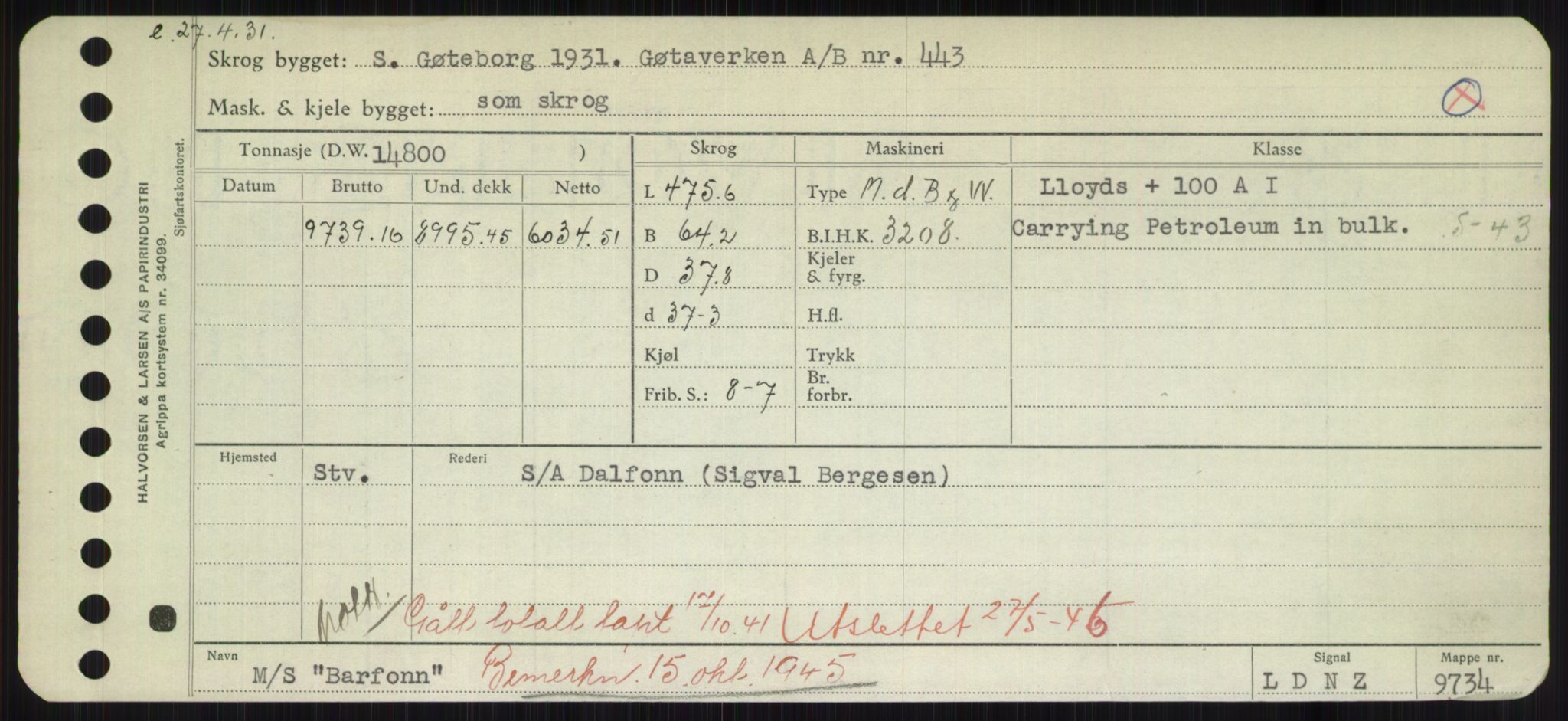 Sjøfartsdirektoratet med forløpere, Skipsmålingen, RA/S-1627/H/Hd/L0003: Fartøy, B-Bev, p. 289