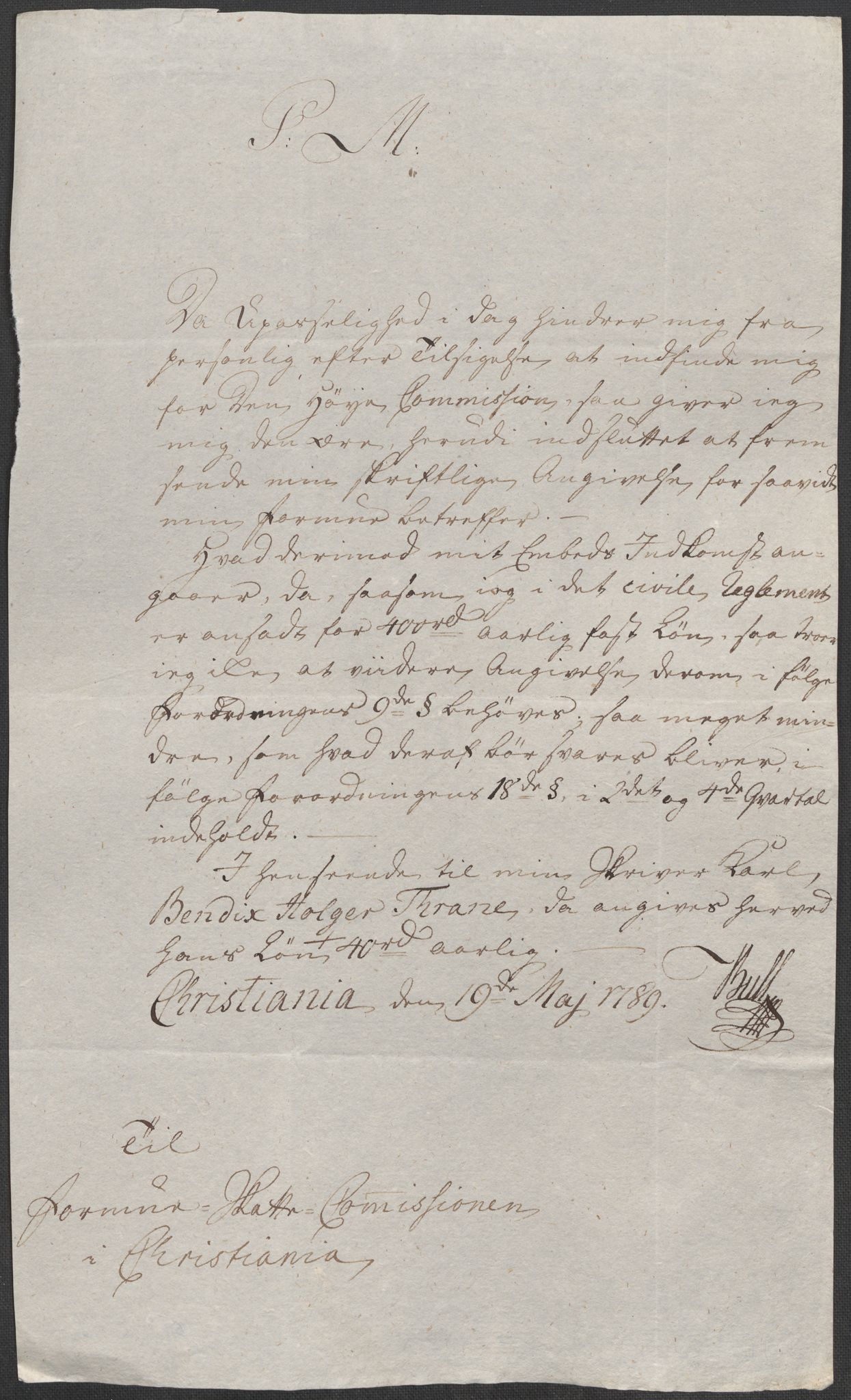 Rentekammeret inntil 1814, Reviderte regnskaper, Mindre regnskaper, AV/RA-EA-4068/Rf/Rfe/L0007: Christiania. Kristiansand, 1789, p. 5