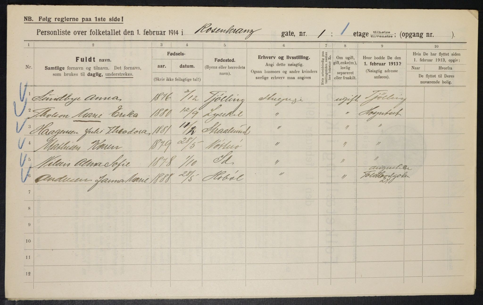 OBA, Municipal Census 1914 for Kristiania, 1914, p. 83685