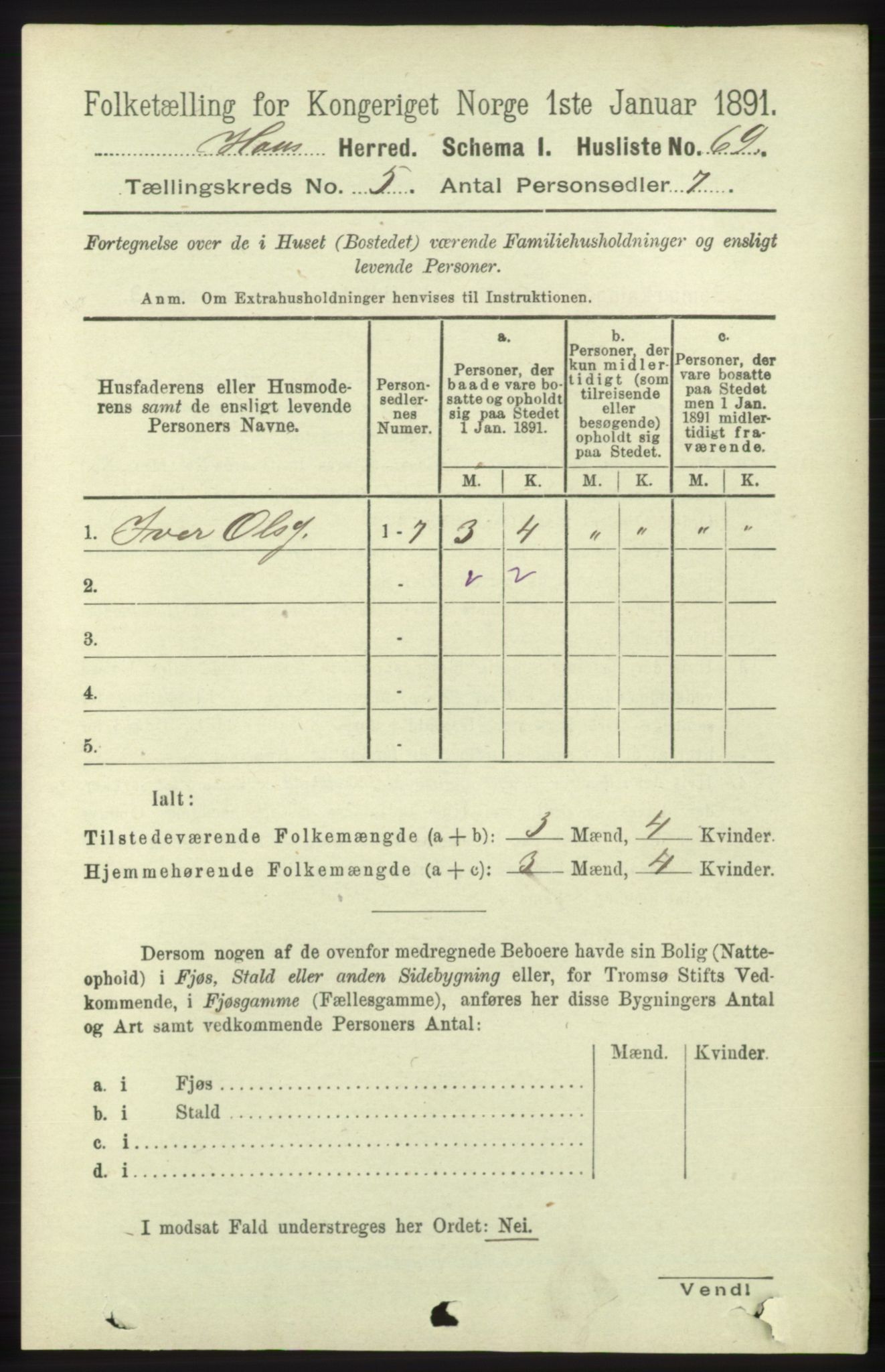 RA, 1891 census for 1250 Haus, 1891, p. 1816