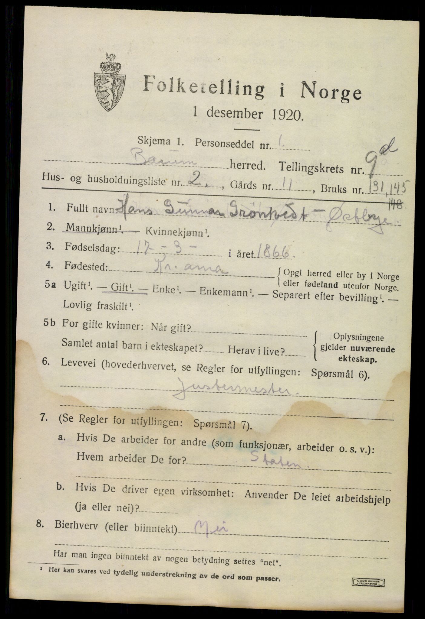 SAO, 1920 census for Bærum, 1920, p. 22862