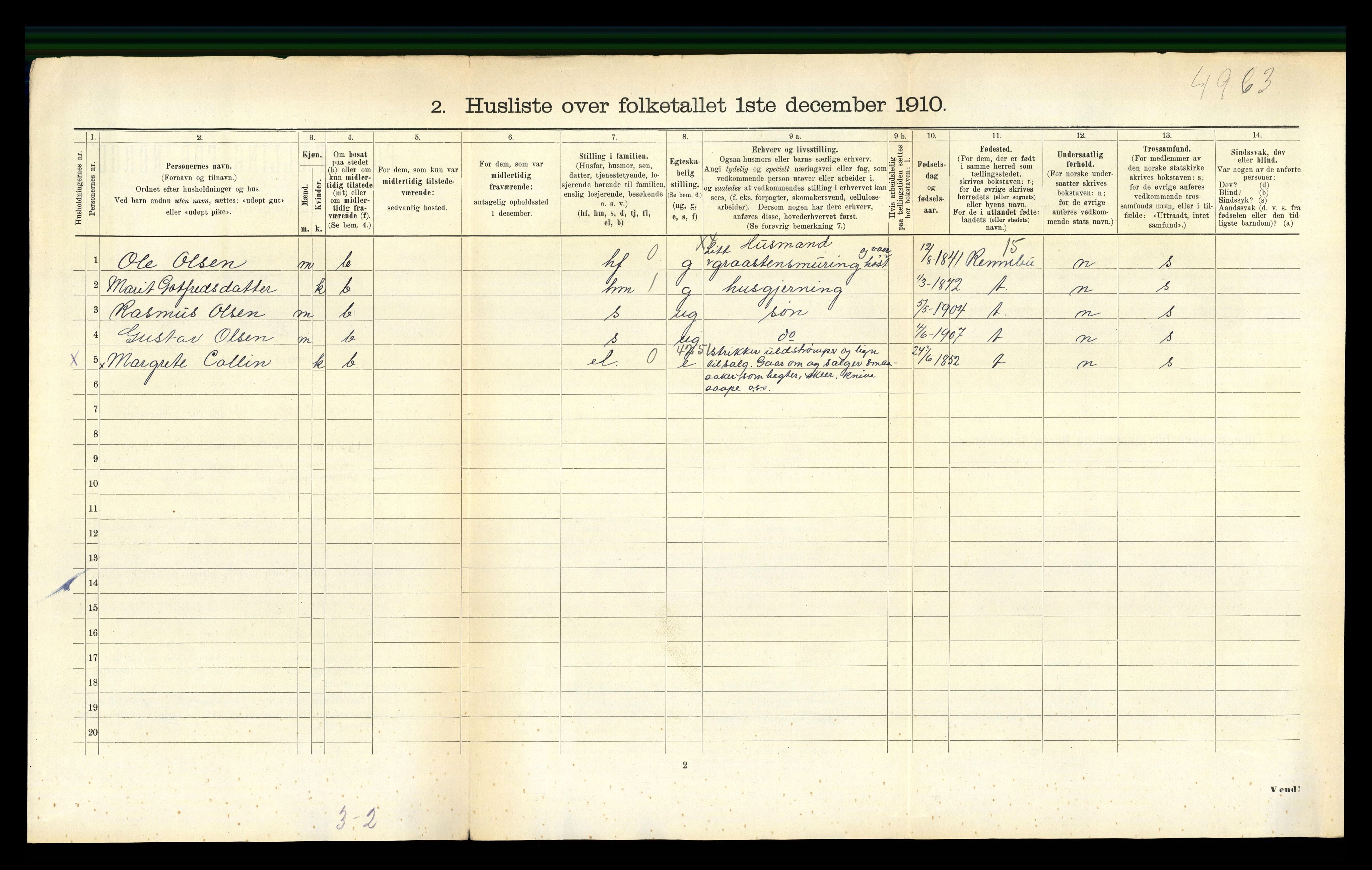 RA, 1910 census for Meldal, 1910, p. 676