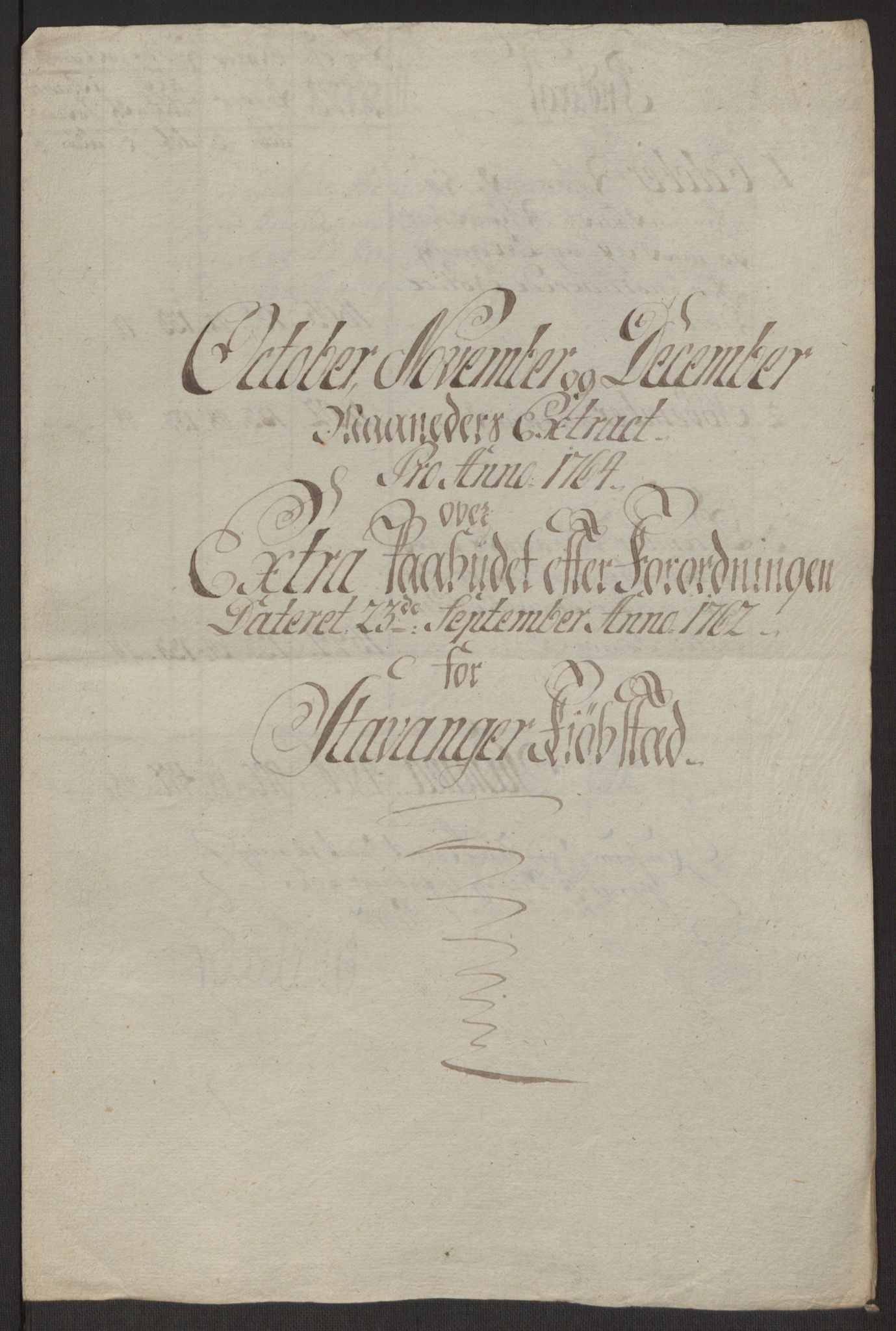 Rentekammeret inntil 1814, Reviderte regnskaper, Byregnskaper, AV/RA-EA-4066/R/Ro/L0305/0001: [O6] Kontribusjonsregnskap / Ekstraskatt, 1762-1768, p. 75