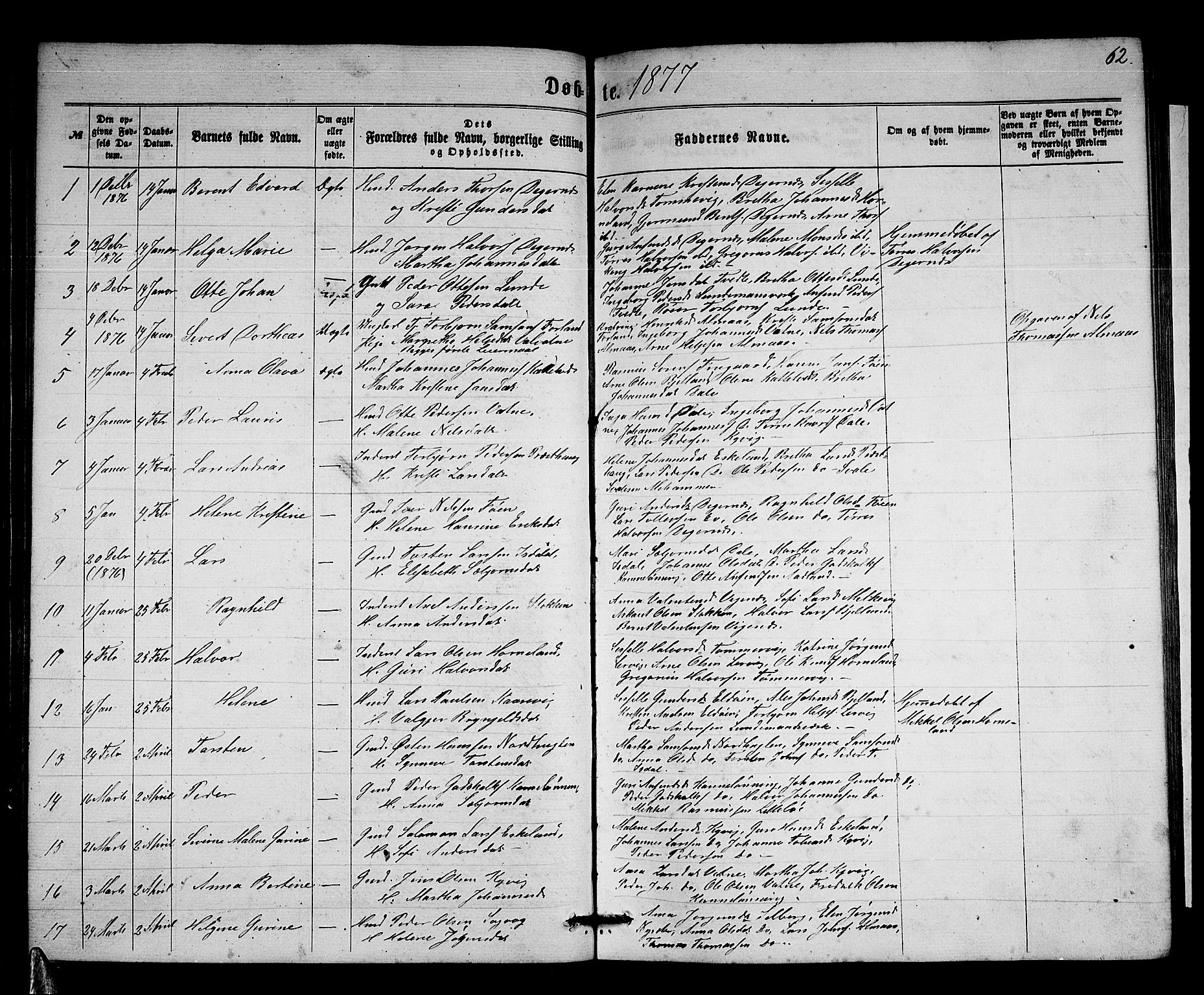 Stord sokneprestembete, SAB/A-78201/H/Hab: Parish register (copy) no. A 1, 1864-1878, p. 62