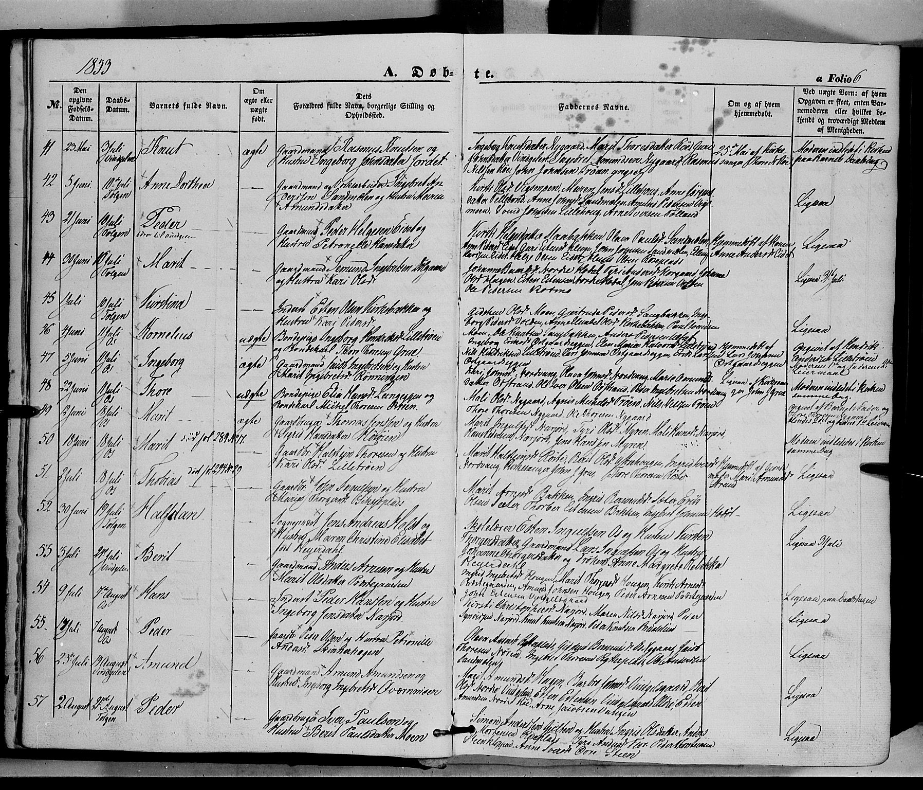 Tolga prestekontor, AV/SAH-PREST-062/K/L0006: Parish register (official) no. 6, 1852-1876, p. 6