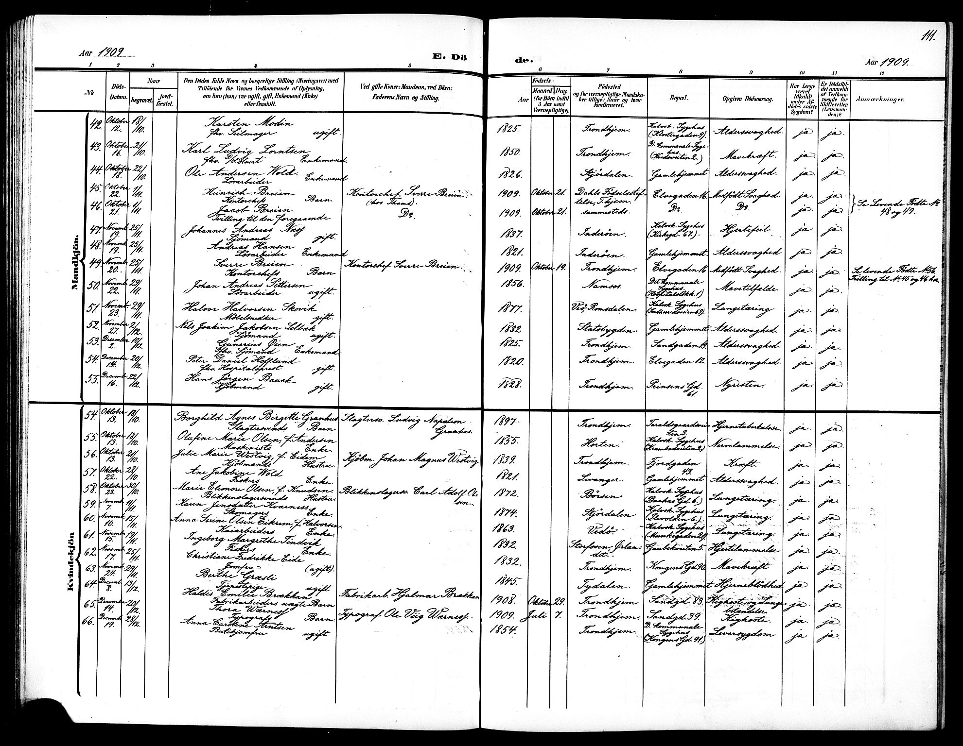 Ministerialprotokoller, klokkerbøker og fødselsregistre - Sør-Trøndelag, SAT/A-1456/602/L0146: Parish register (copy) no. 602C14, 1904-1914, p. 111