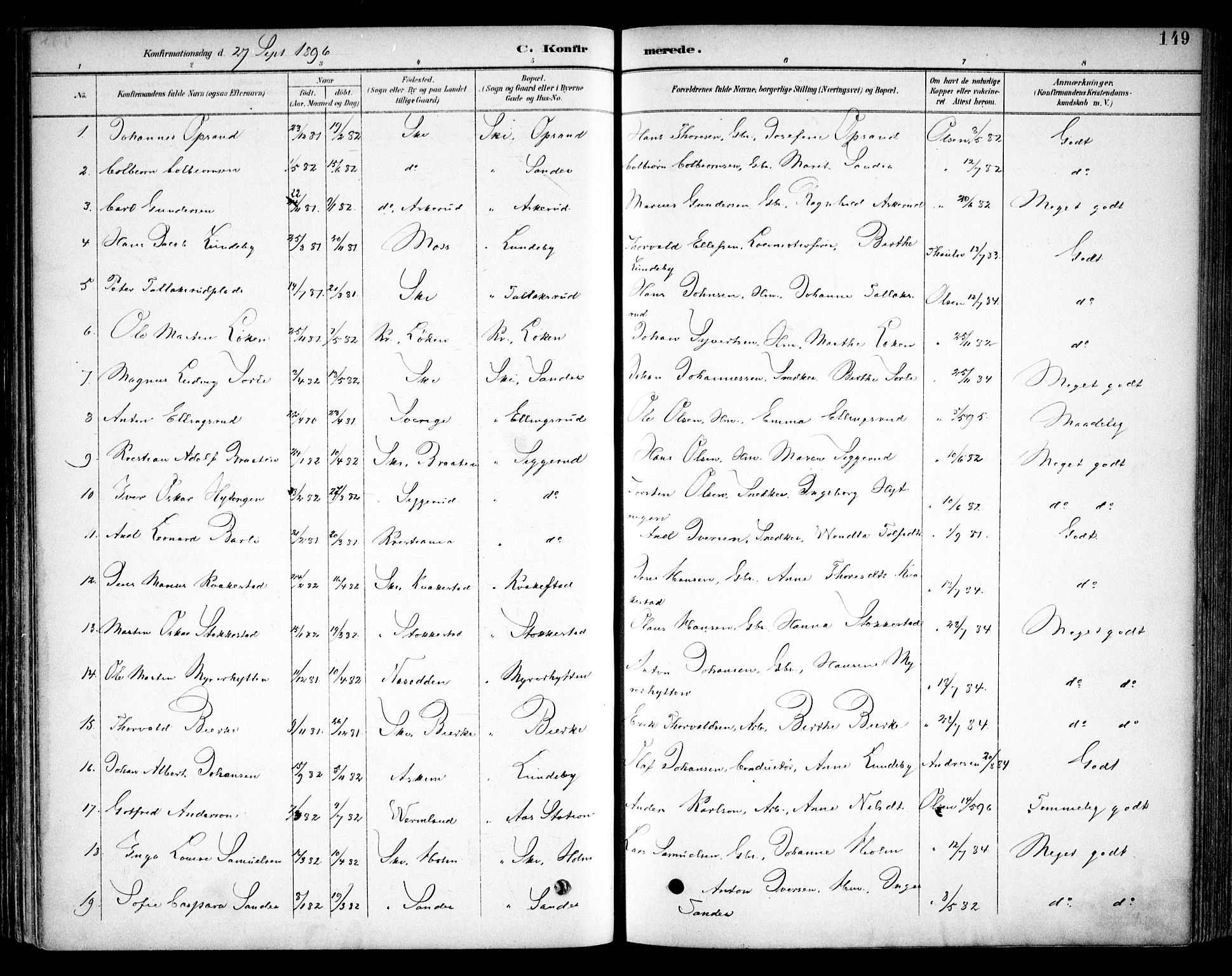Kråkstad prestekontor Kirkebøker, SAO/A-10125a/F/Fb/L0002: Parish register (official) no. II 2, 1893-1917, p. 149