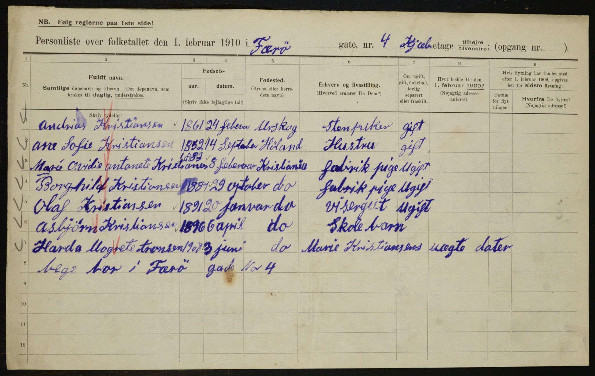 OBA, Municipal Census 1910 for Kristiania, 1910, p. 27102