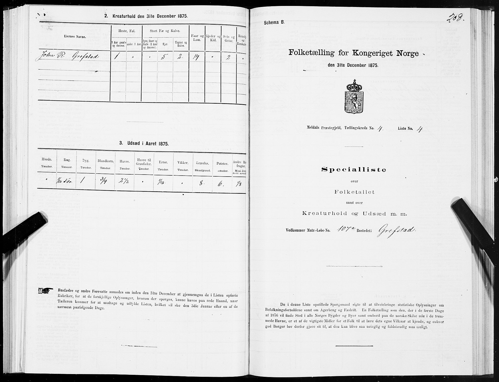 SAT, 1875 census for 1636P Meldal, 1875, p. 2208