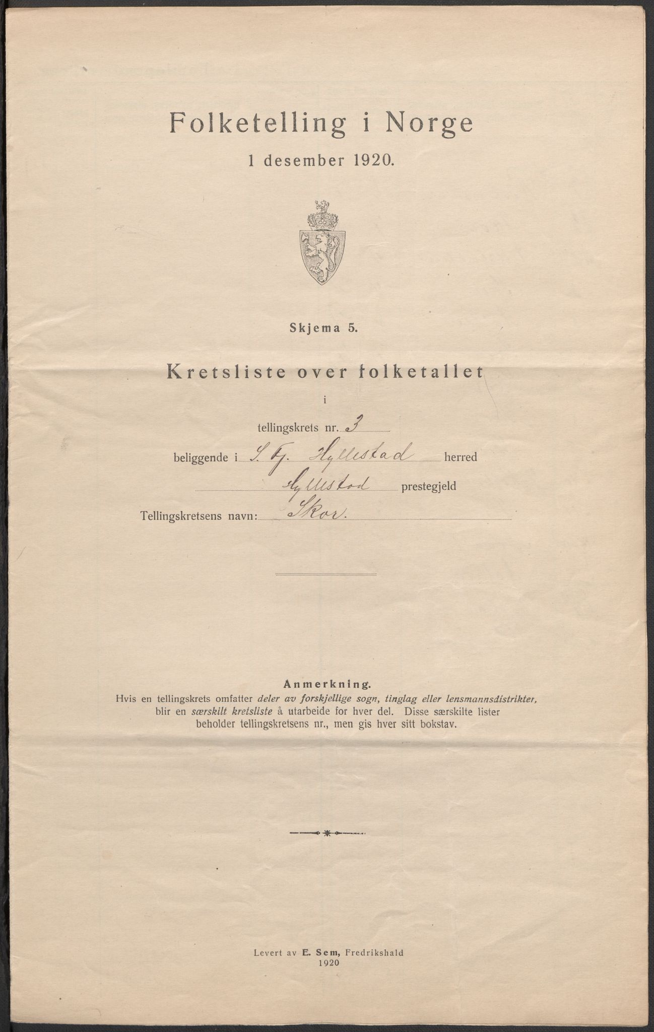 SAB, 1920 census for Hyllestad, 1920, p. 11