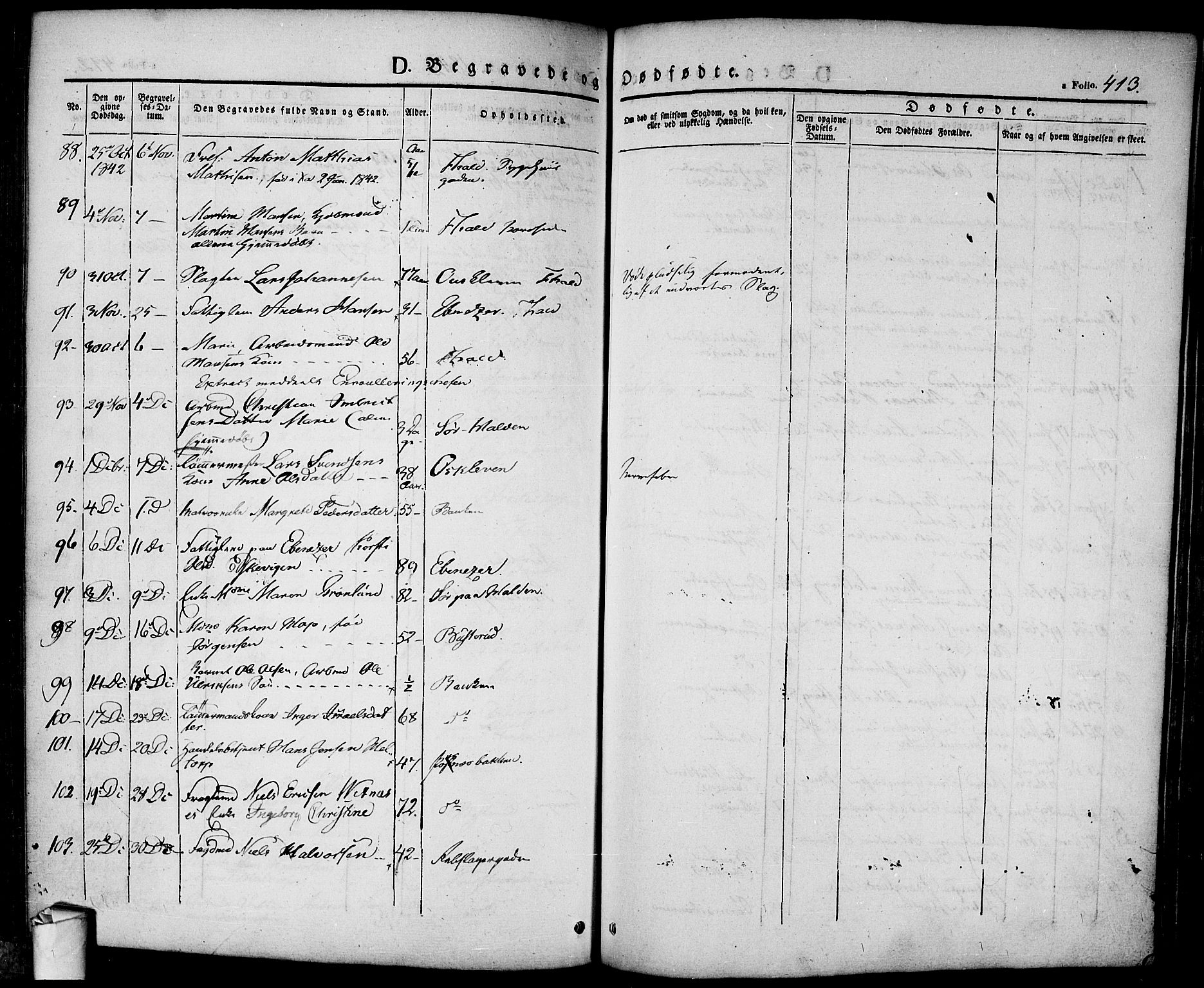 Halden prestekontor Kirkebøker, SAO/A-10909/F/Fa/L0005: Parish register (official) no. I 5, 1834-1845, p. 413