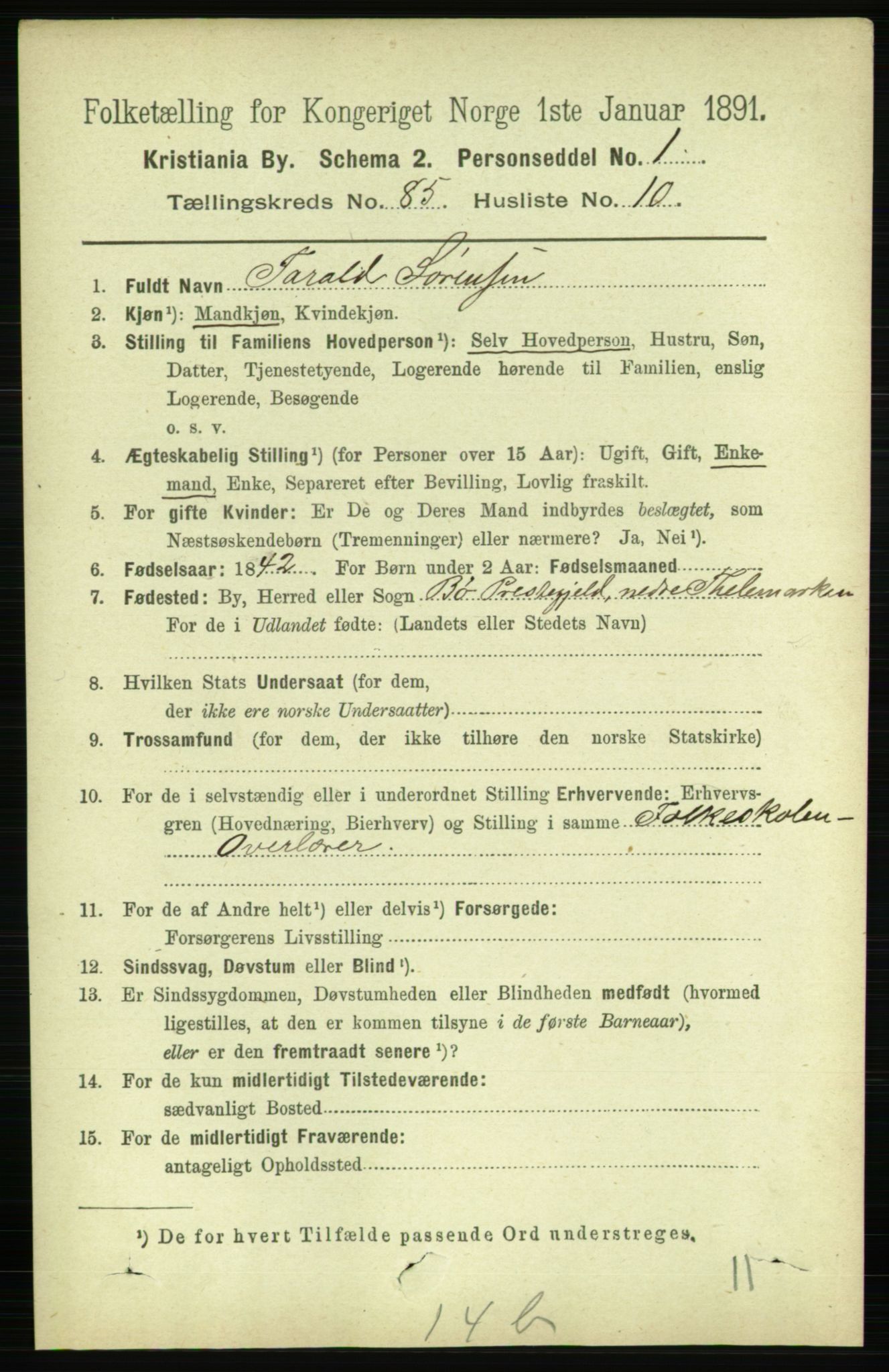 RA, 1891 census for 0301 Kristiania, 1891, p. 42977