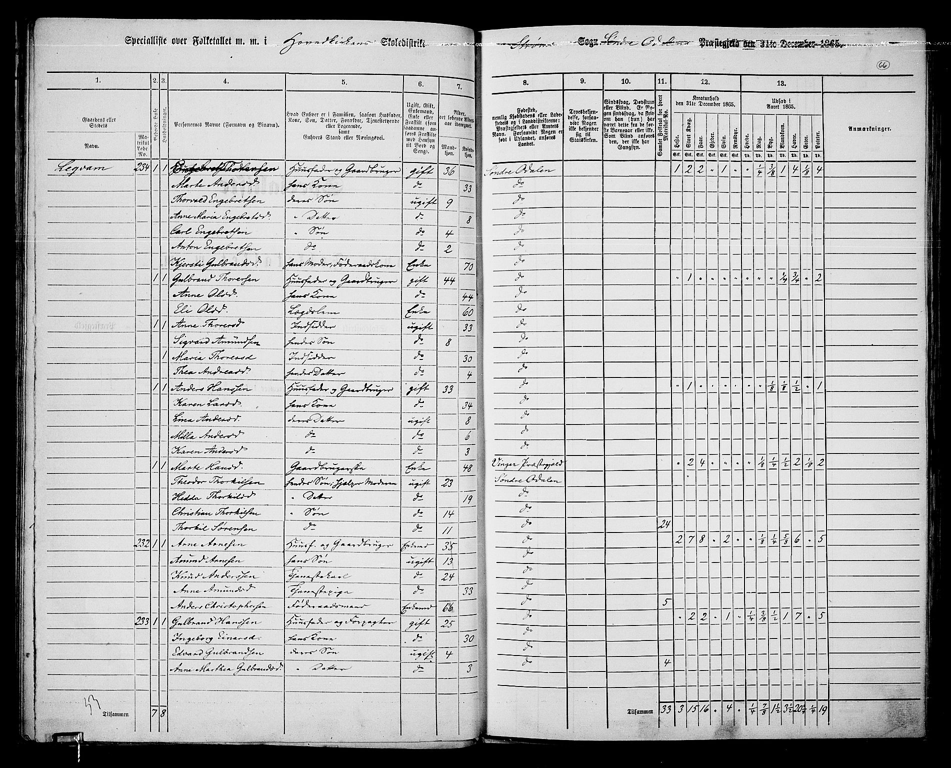 RA, 1865 census for Sør-Odal, 1865, p. 56