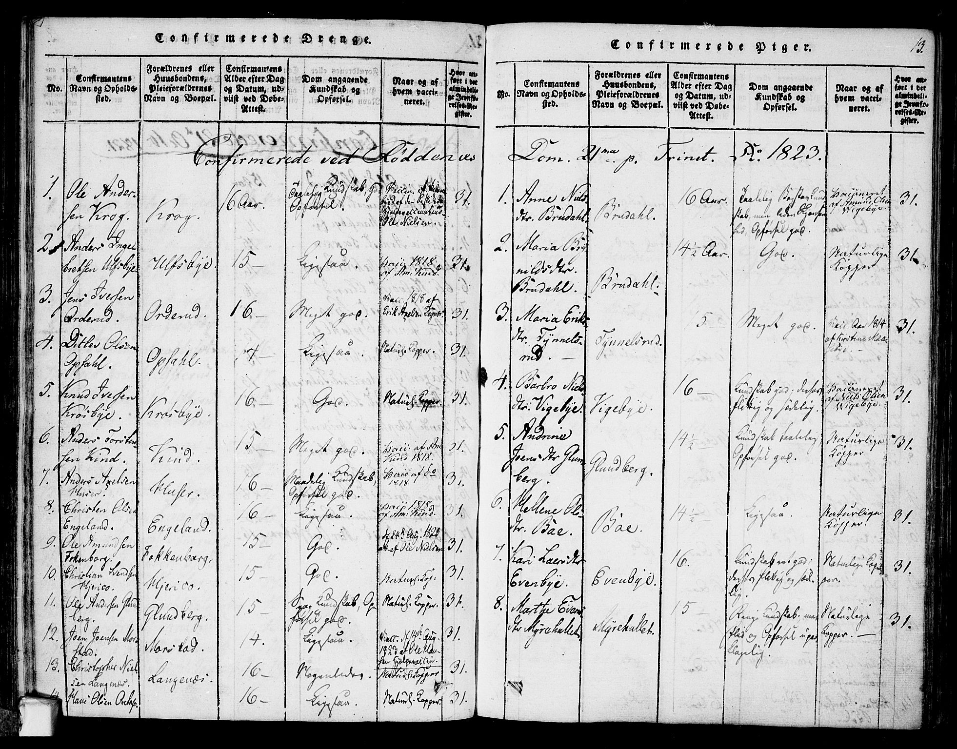 Rødenes prestekontor Kirkebøker, AV/SAO-A-2005/F/Fa/L0004: Parish register (official) no. I 4, 1814-1838, p. 13