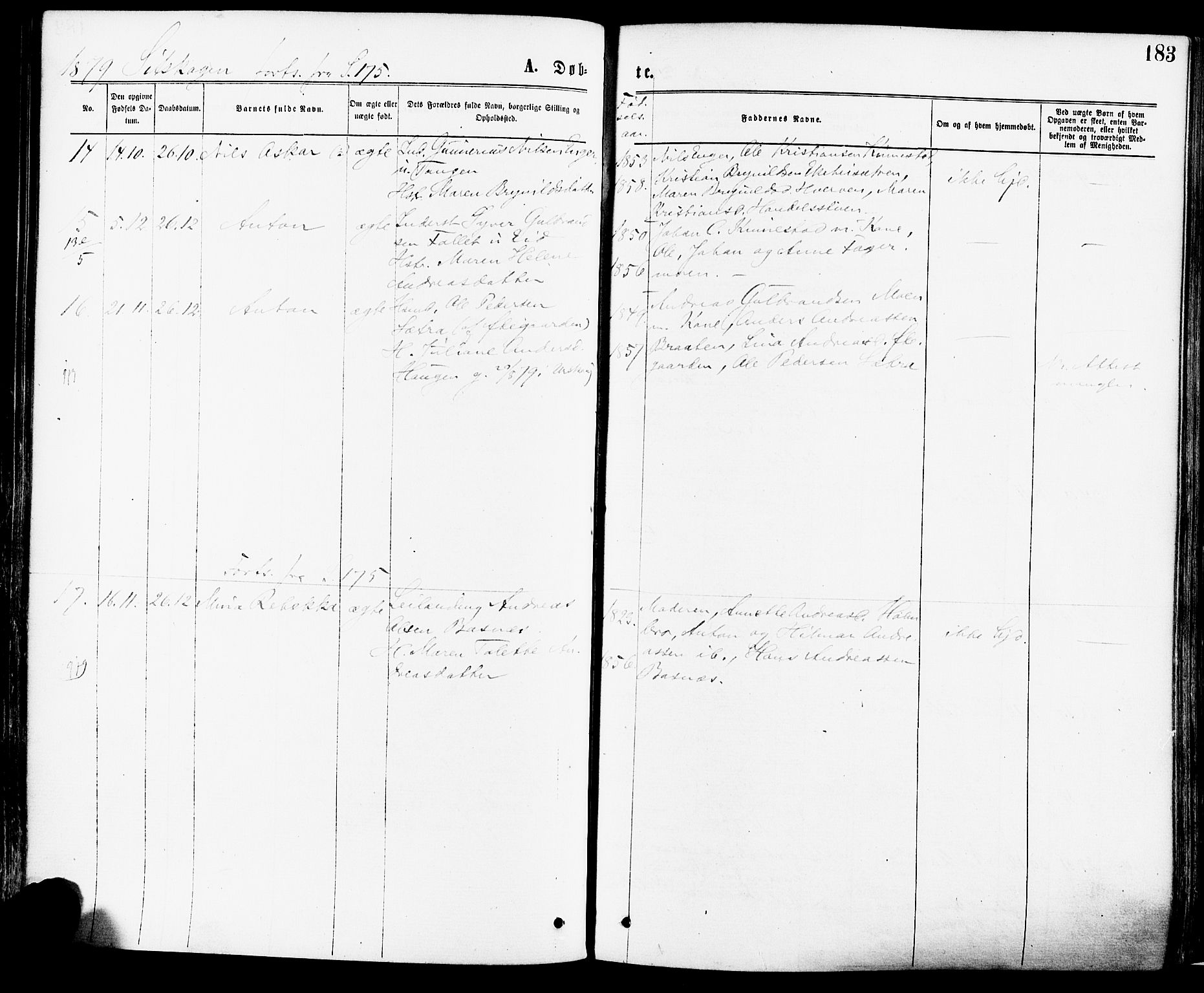 Høland prestekontor Kirkebøker, AV/SAO-A-10346a/F/Fa/L0012.a: Parish register (official) no. I 12A, 1869-1879, p. 183