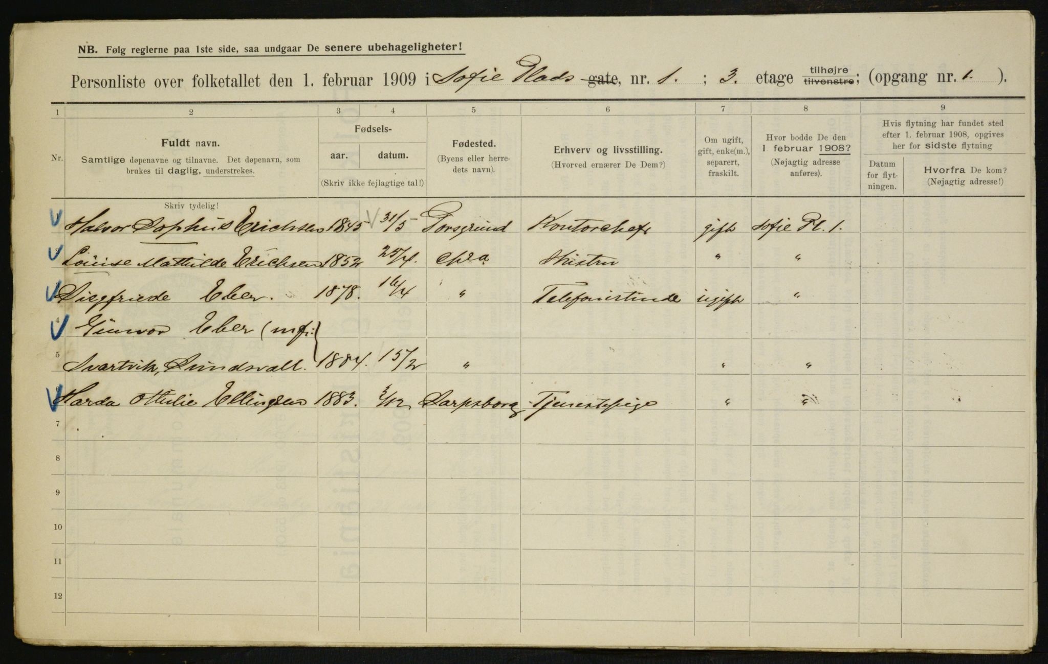 OBA, Municipal Census 1909 for Kristiania, 1909, p. 90101