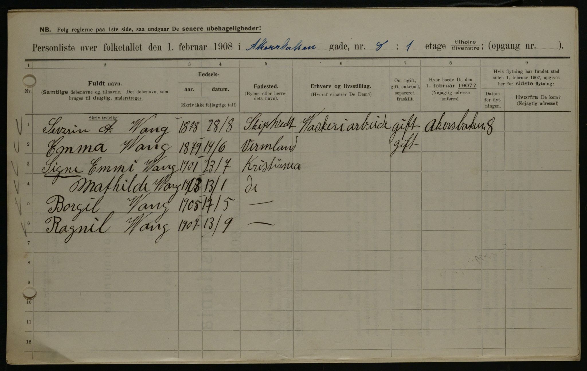 OBA, Municipal Census 1908 for Kristiania, 1908, p. 33