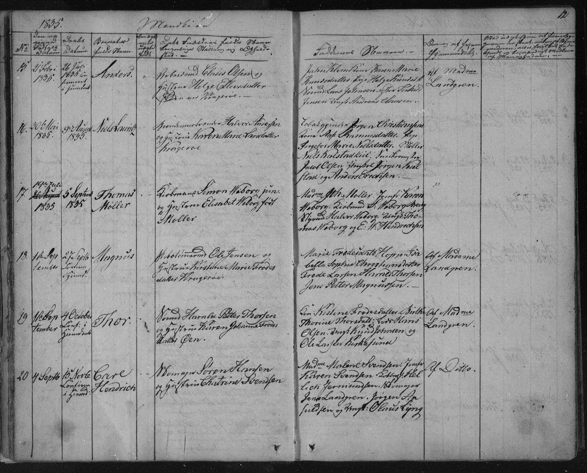Kragerø kirkebøker, SAKO/A-278/F/Fa/L0005: Parish register (official) no. 5, 1832-1847, p. 12