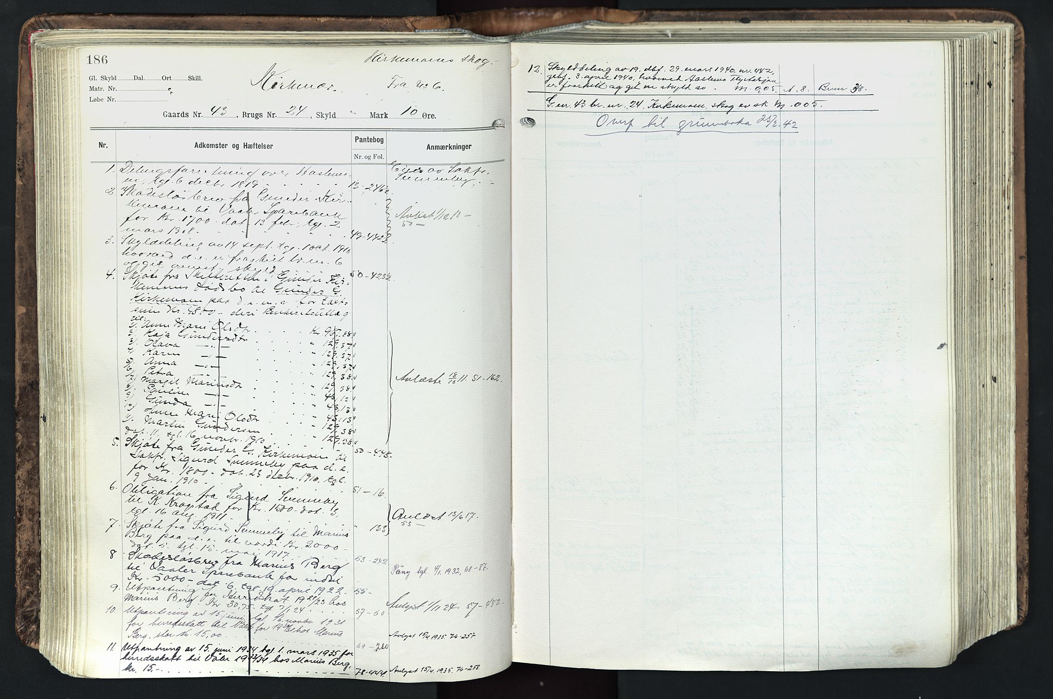 Solør tingrett, AV/SAH-TING-008/H/Ha/Hak/L0003: Mortgage register no. III, 1900-1935, p. 186