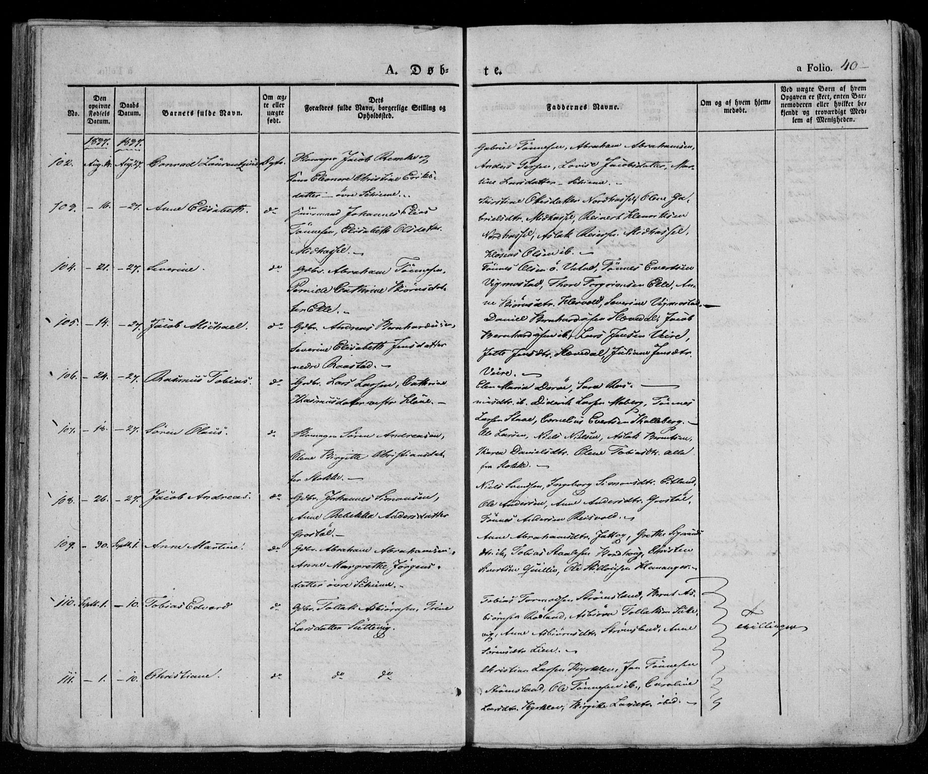 Lista sokneprestkontor, AV/SAK-1111-0027/F/Fa/L0009: Parish register (official) no. A 9, 1835-1846, p. 40