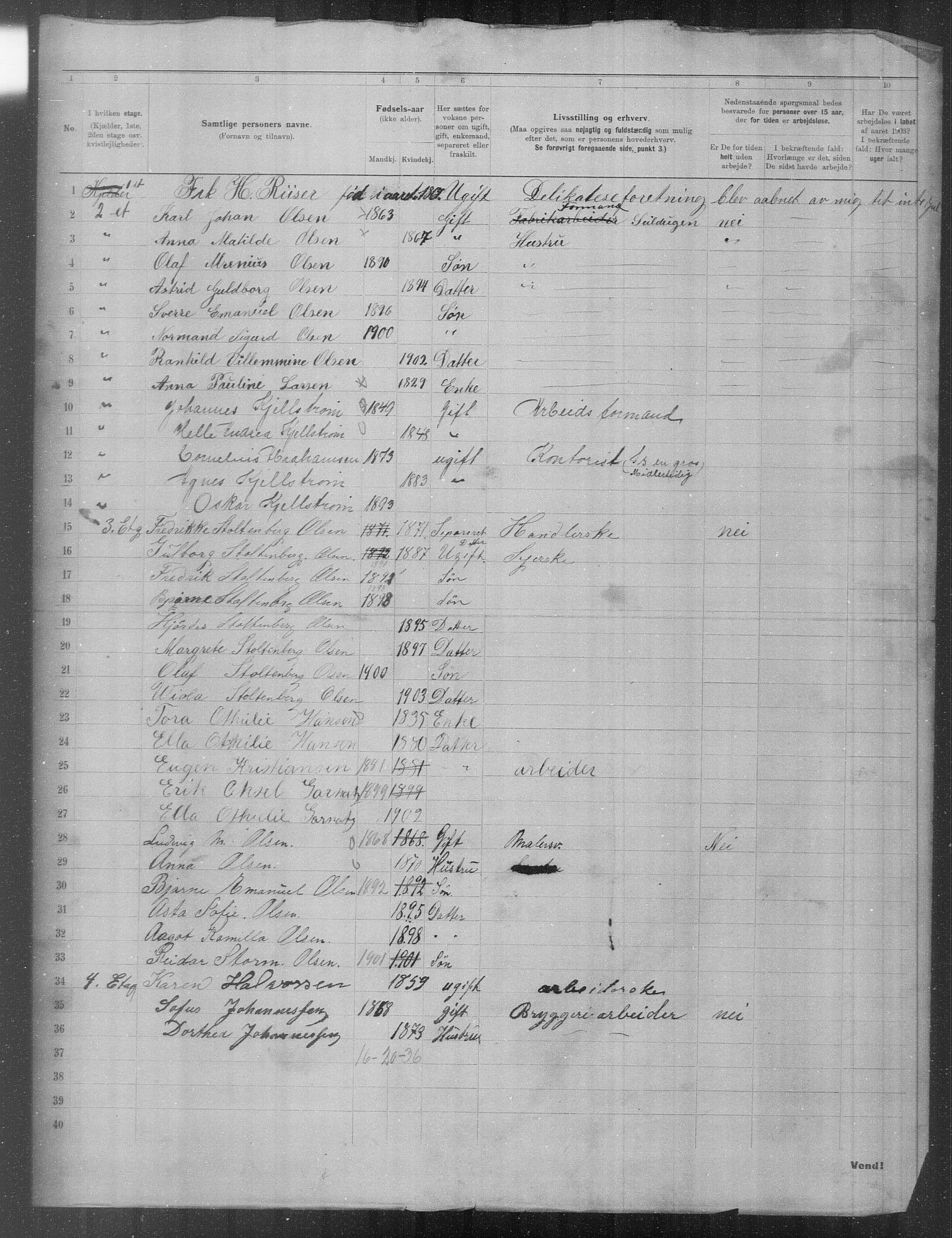 OBA, Municipal Census 1903 for Kristiania, 1903, p. 19511