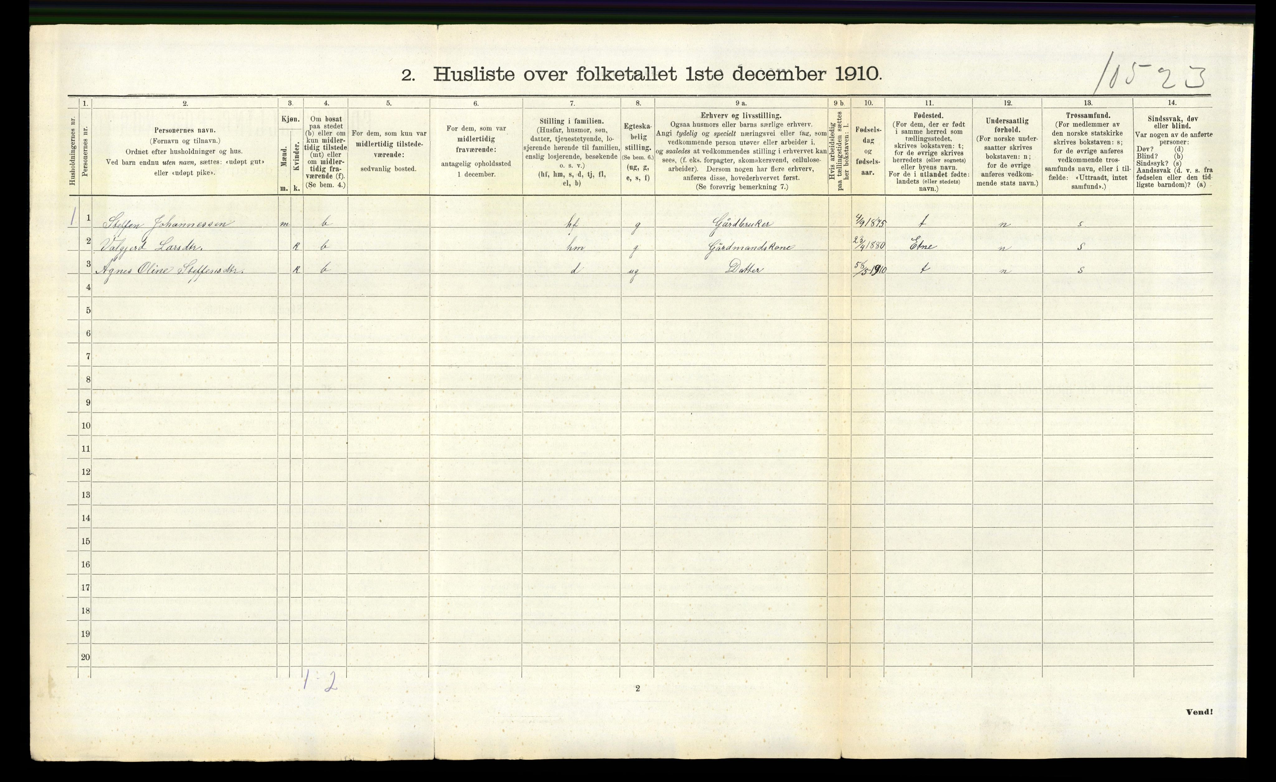 RA, 1910 census for Fjelberg, 1910, p. 324