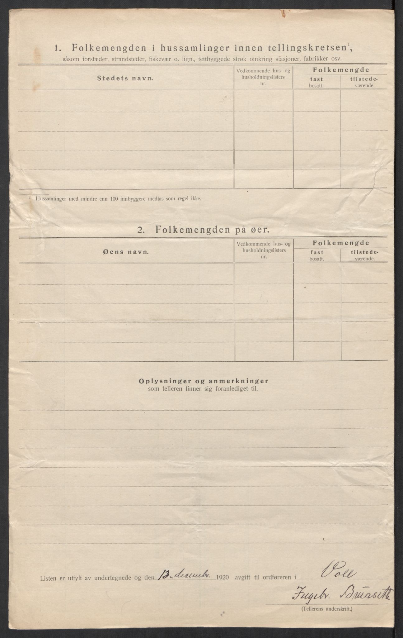 SAT, 1920 census for Voll, 1920, p. 18