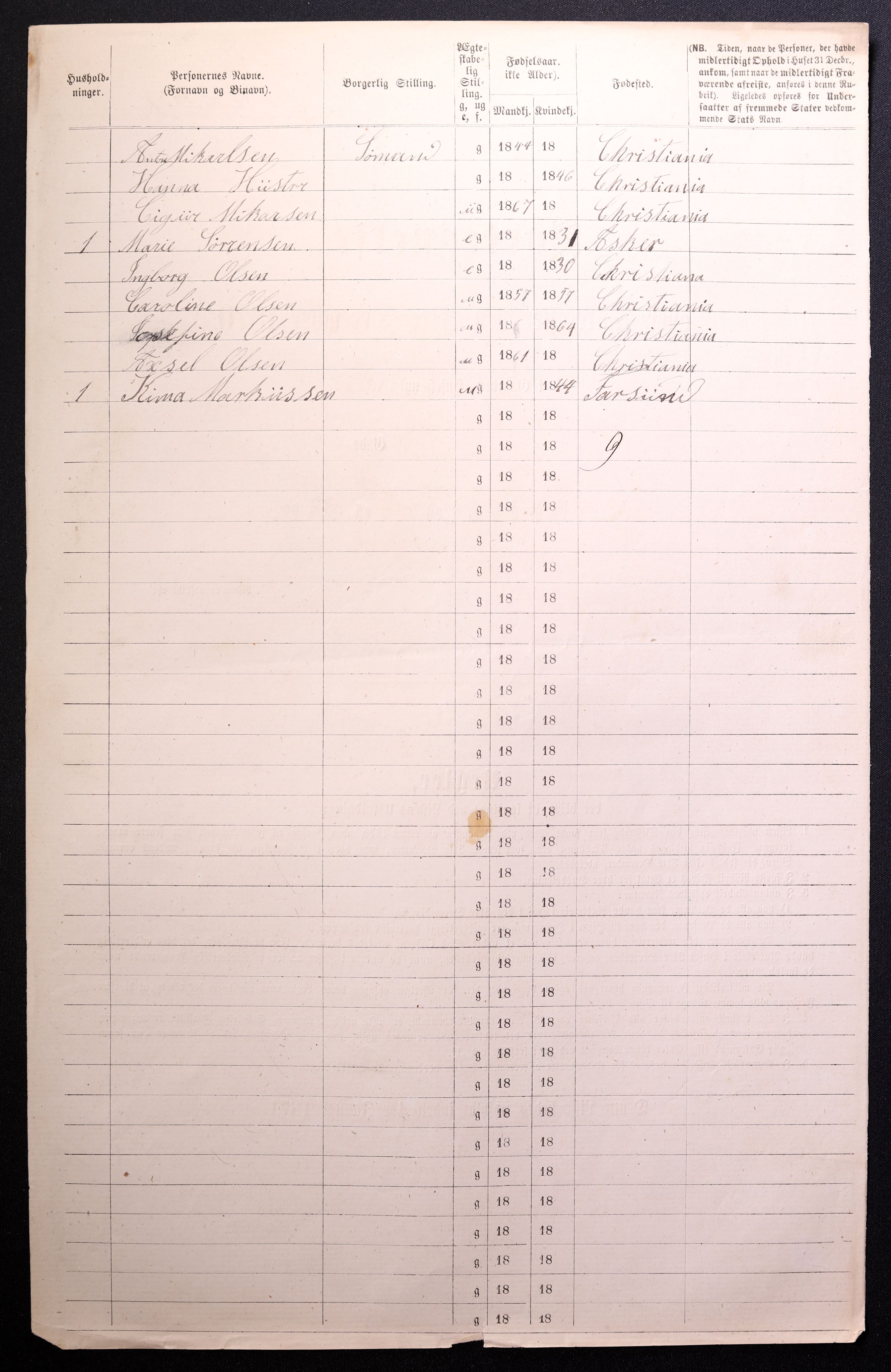 RA, 1870 census for 0301 Kristiania, 1870, p. 4086