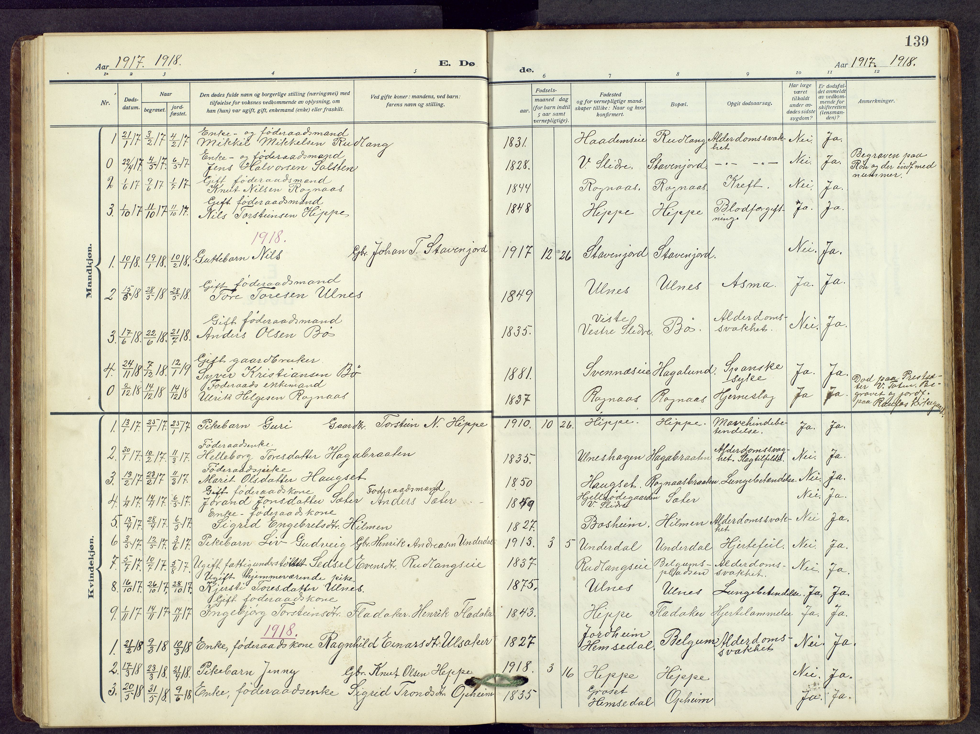 Nord-Aurdal prestekontor, SAH/PREST-132/H/Ha/Hab/L0014: Parish register (copy) no. 14, 1917-1953, p. 139
