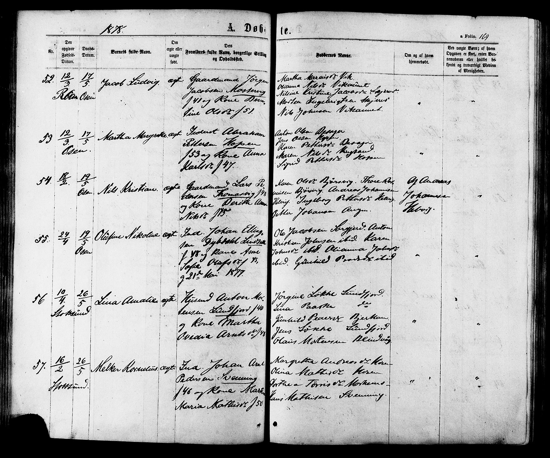 Ministerialprotokoller, klokkerbøker og fødselsregistre - Sør-Trøndelag, AV/SAT-A-1456/657/L0706: Parish register (official) no. 657A07, 1867-1878, p. 169