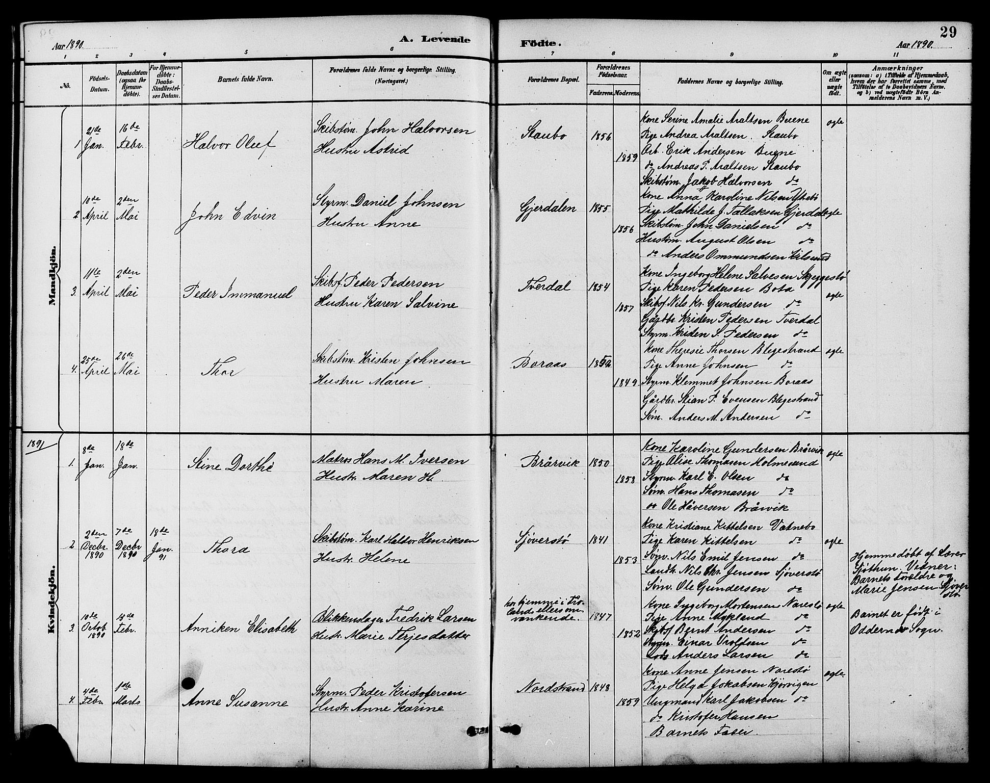 Dypvåg sokneprestkontor, SAK/1111-0007/F/Fb/Fbb/L0004: Parish register (copy) no. B 4, 1887-1905, p. 29