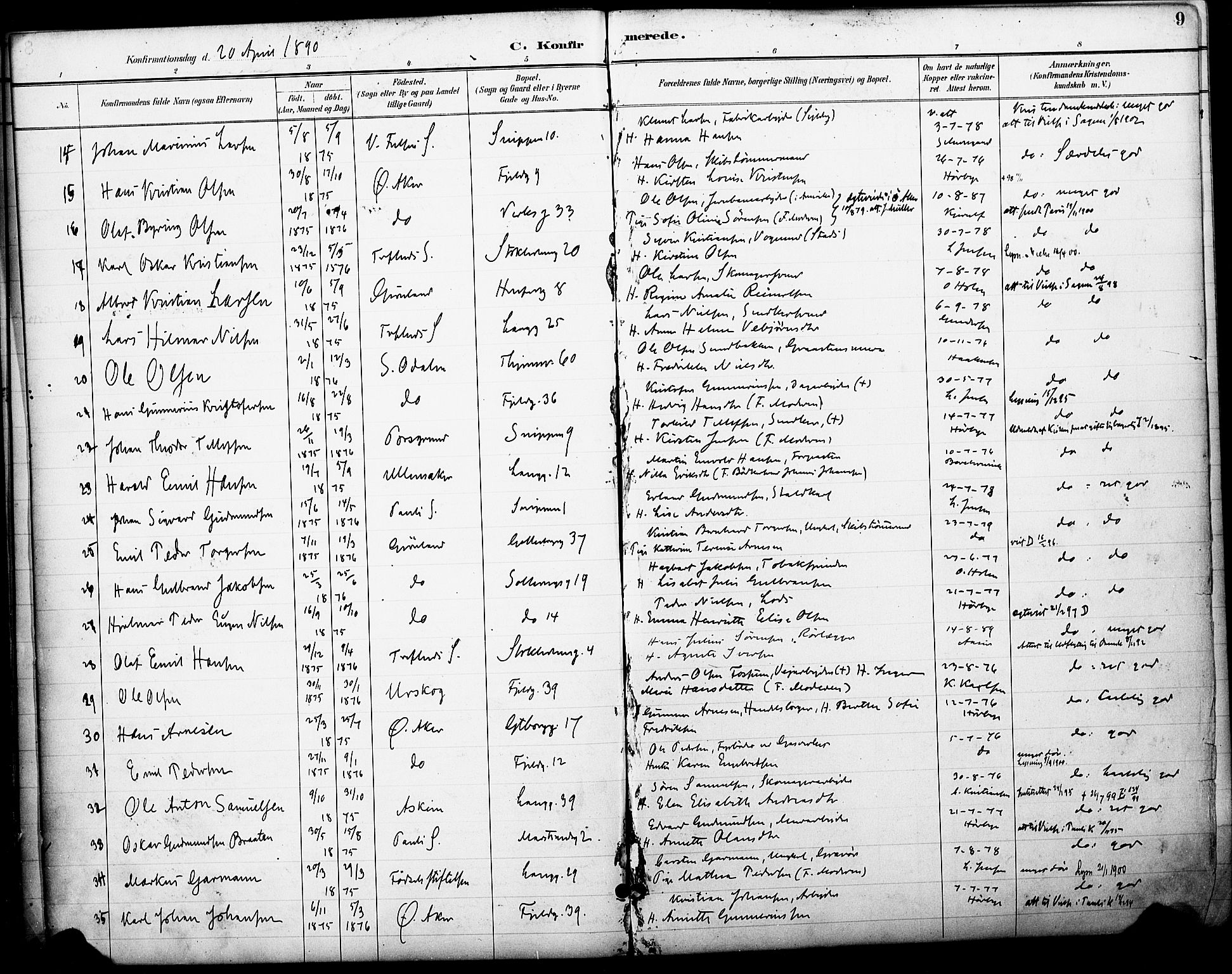 Petrus prestekontor Kirkebøker, AV/SAO-A-10872/F/Fa/L0006: Parish register (official) no. 6, 1889-1908, p. 9