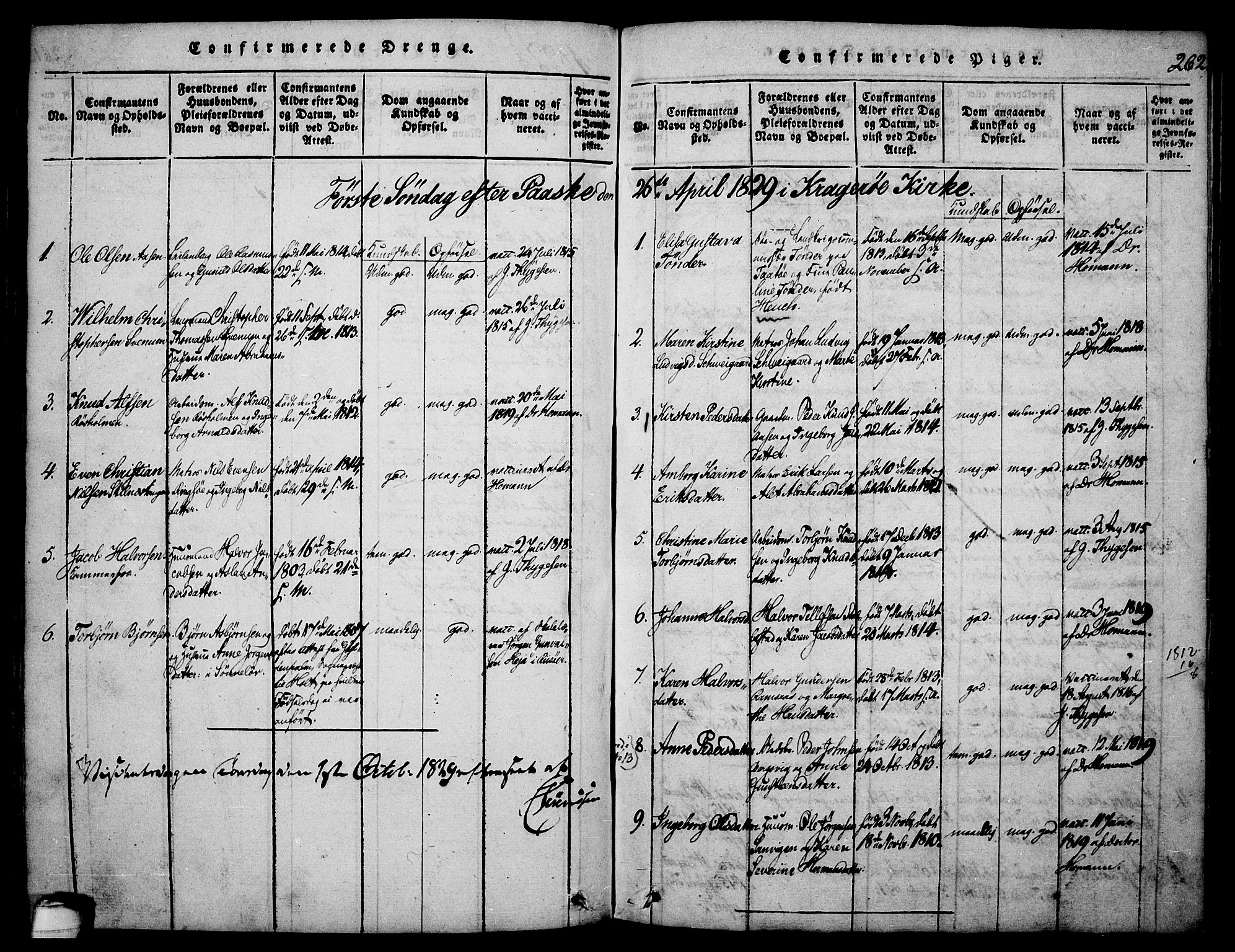 Sannidal kirkebøker, AV/SAKO-A-296/F/Fa/L0004: Parish register (official) no. 4, 1814-1829, p. 262