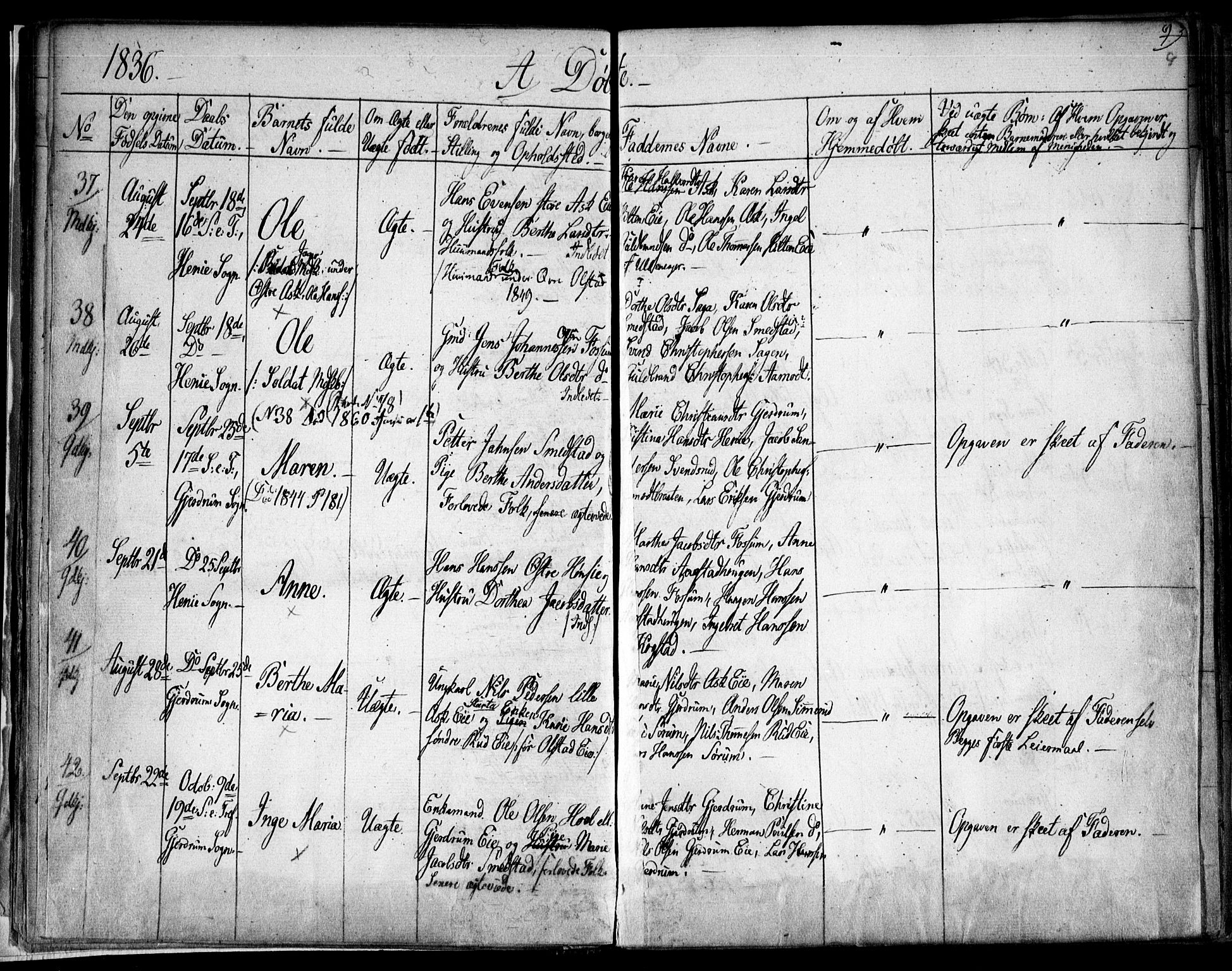 Gjerdrum prestekontor Kirkebøker, AV/SAO-A-10412b/F/Fa/L0005: Parish register (official) no. I 5, 1835-1845, p. 9