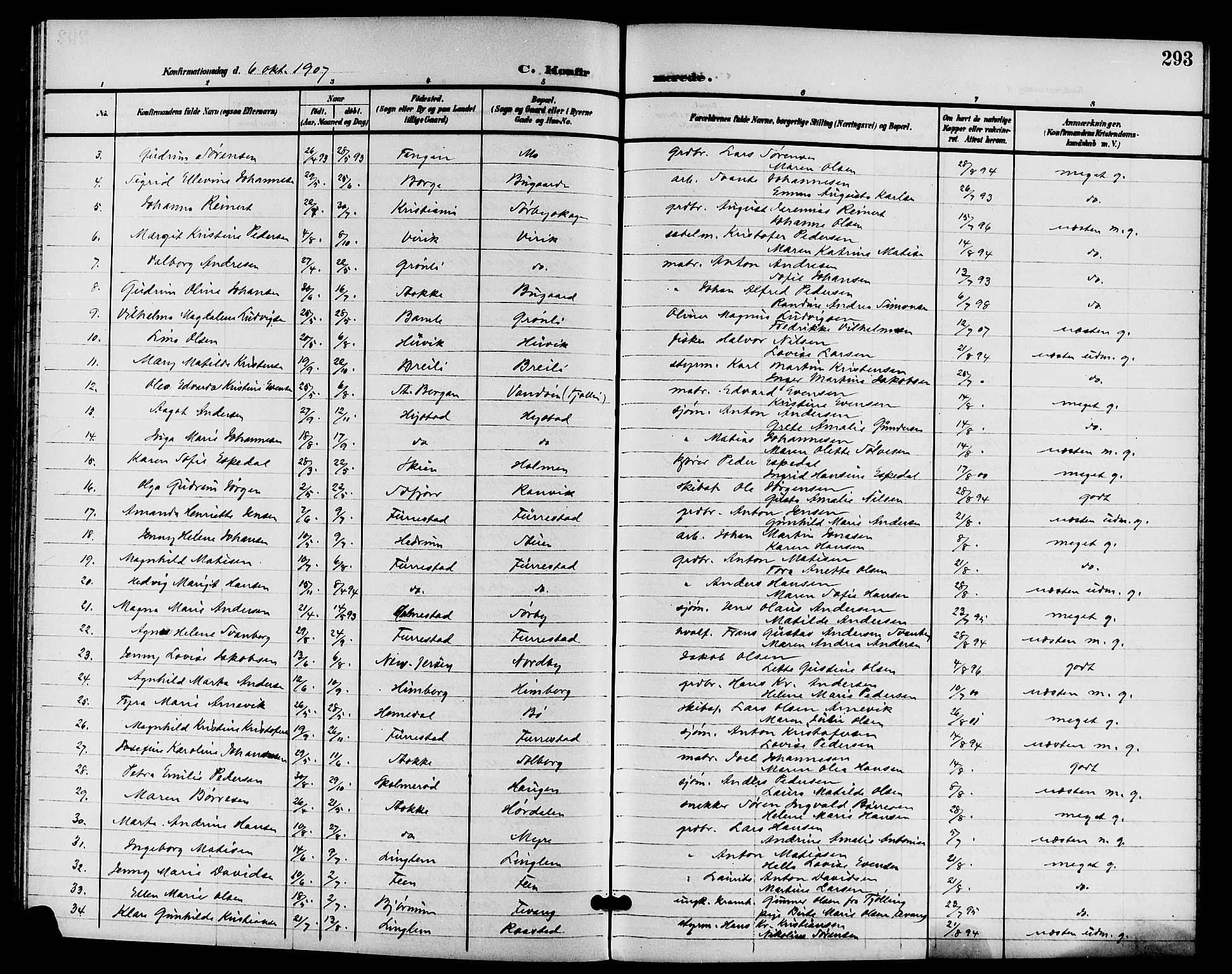 Sandar kirkebøker, AV/SAKO-A-243/G/Ga/L0002: Parish register (copy) no. 2, 1900-1915, p. 293