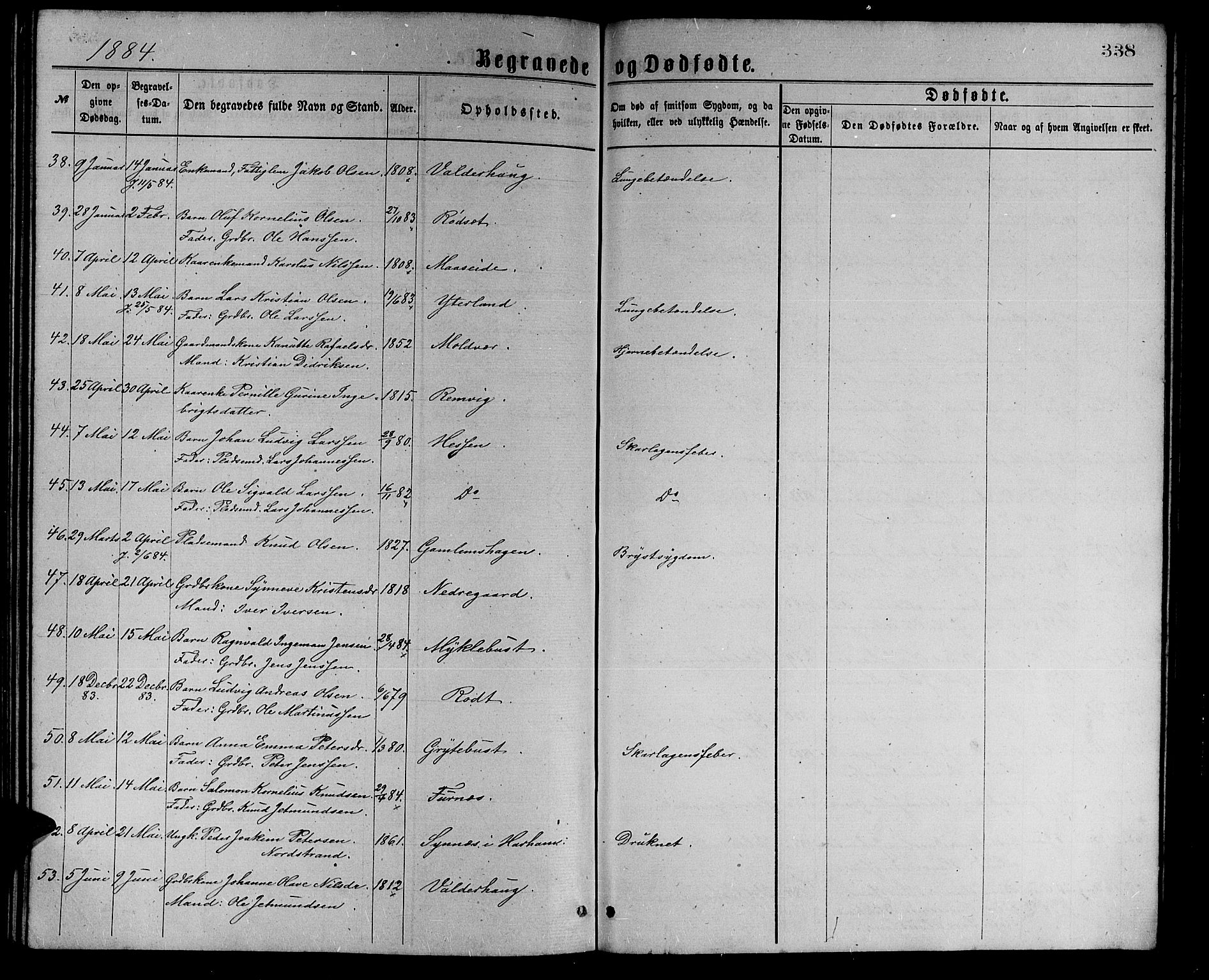 Ministerialprotokoller, klokkerbøker og fødselsregistre - Møre og Romsdal, AV/SAT-A-1454/528/L0429: Parish register (copy) no. 528C10, 1872-1886, p. 338