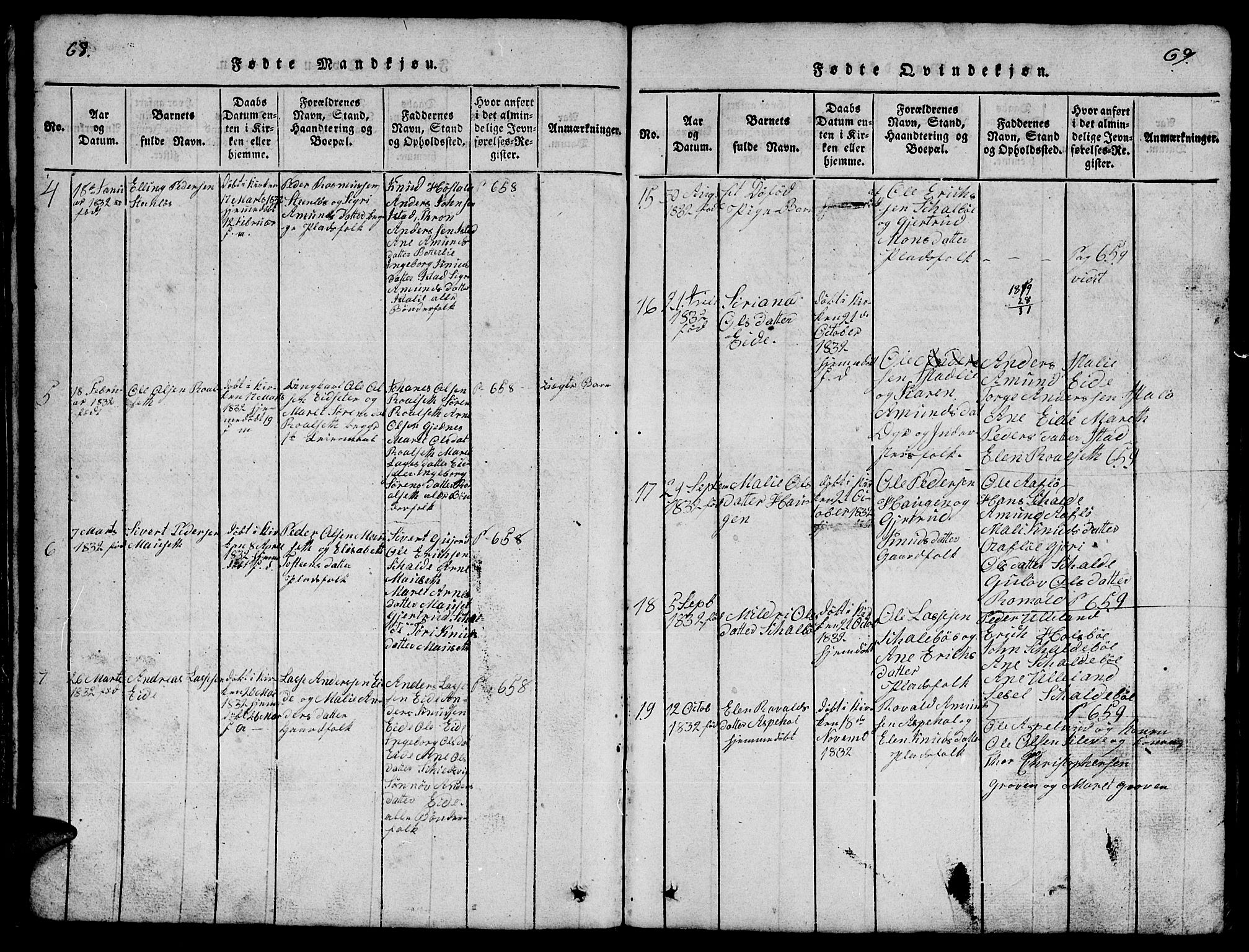 Ministerialprotokoller, klokkerbøker og fødselsregistre - Møre og Romsdal, AV/SAT-A-1454/557/L0683: Parish register (copy) no. 557C01, 1818-1862, p. 68-69