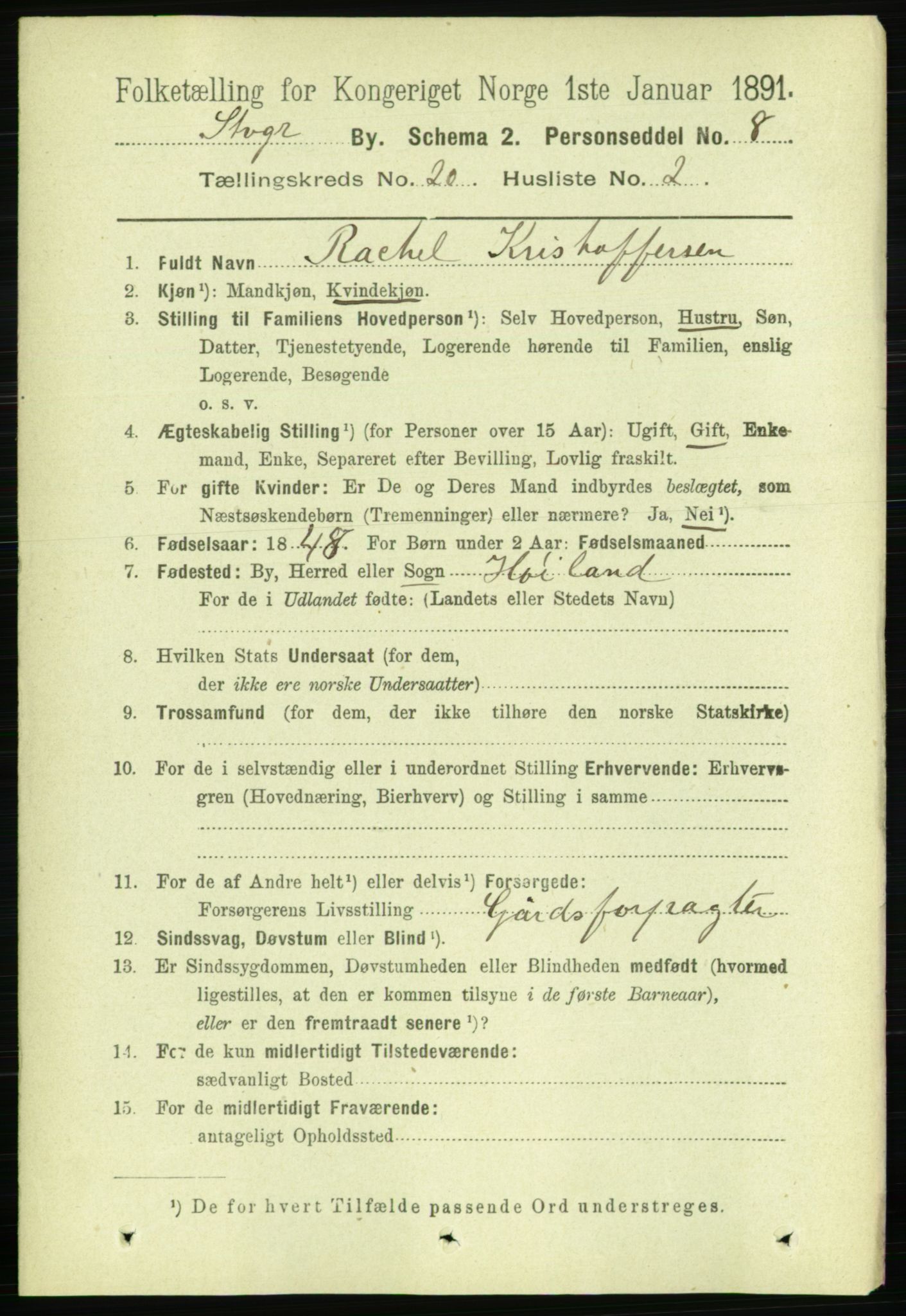 RA, 1891 census for 1103 Stavanger, 1891, p. 23068