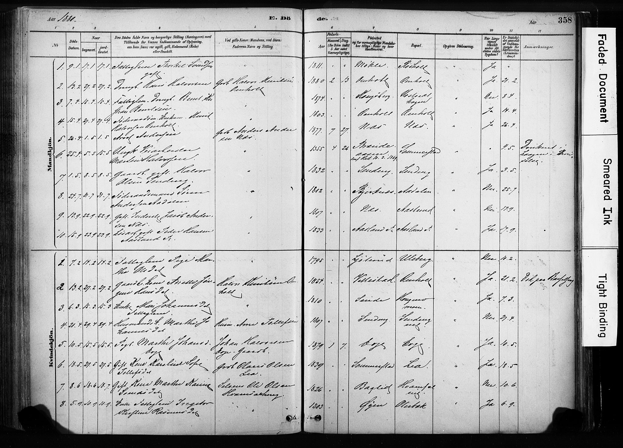 Sandsvær kirkebøker, SAKO/A-244/F/Fb/L0001: Parish register (official) no. II 1, 1878-1906, p. 358