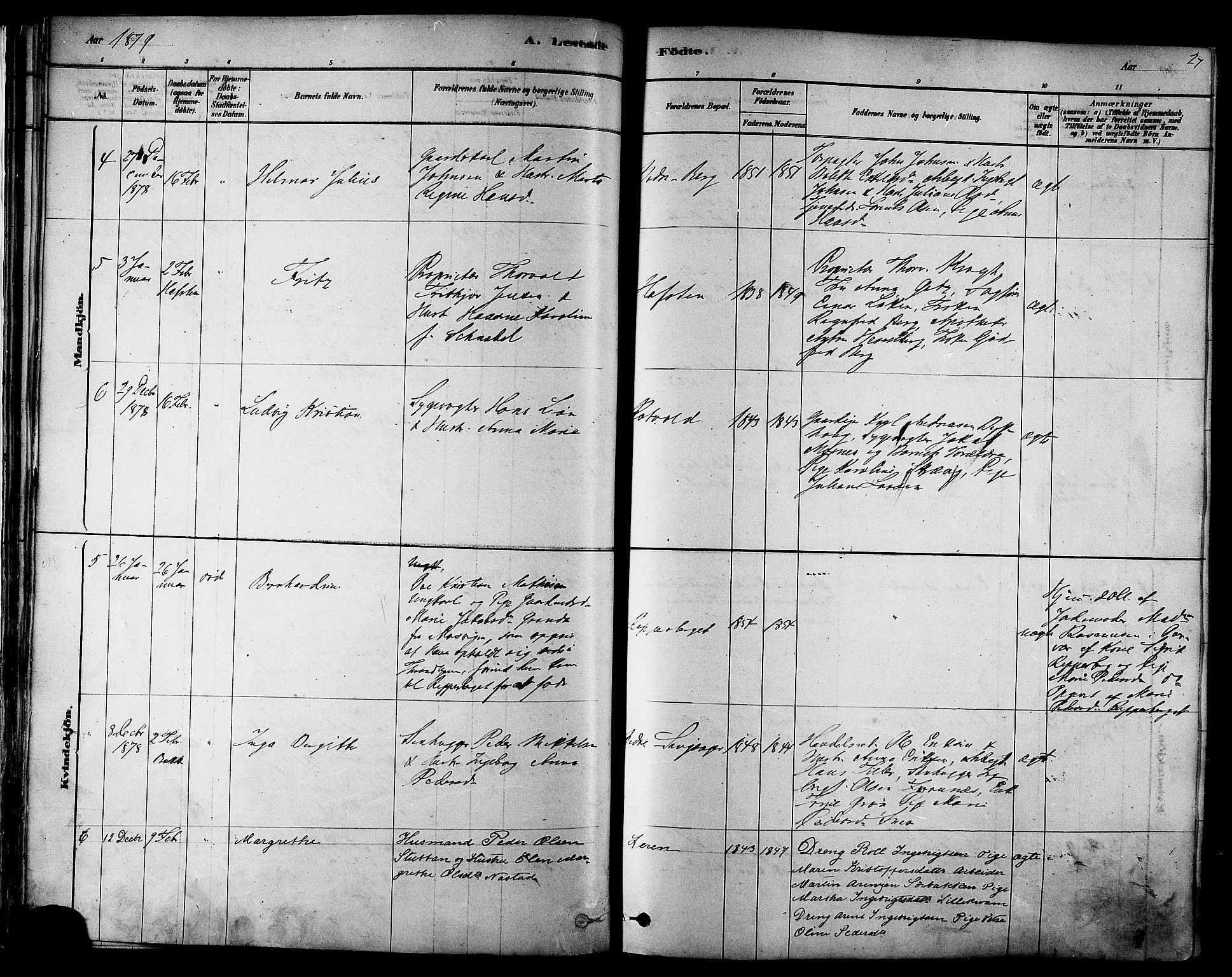 Ministerialprotokoller, klokkerbøker og fødselsregistre - Sør-Trøndelag, SAT/A-1456/606/L0294: Parish register (official) no. 606A09, 1878-1886, p. 27
