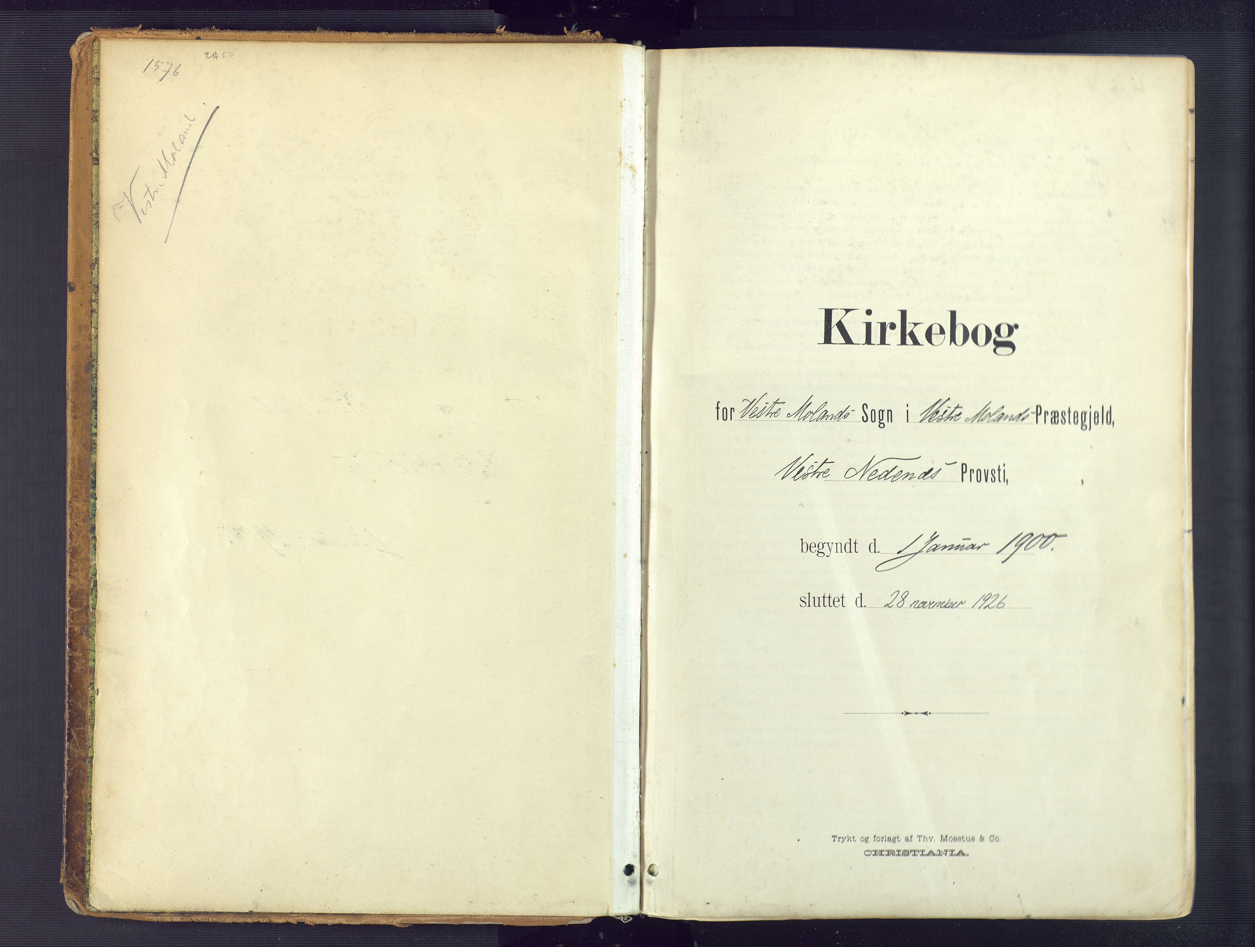 Vestre Moland sokneprestkontor, AV/SAK-1111-0046/F/Fa/Fab/L0010: Parish register (official) no. A 10, 1900-1926