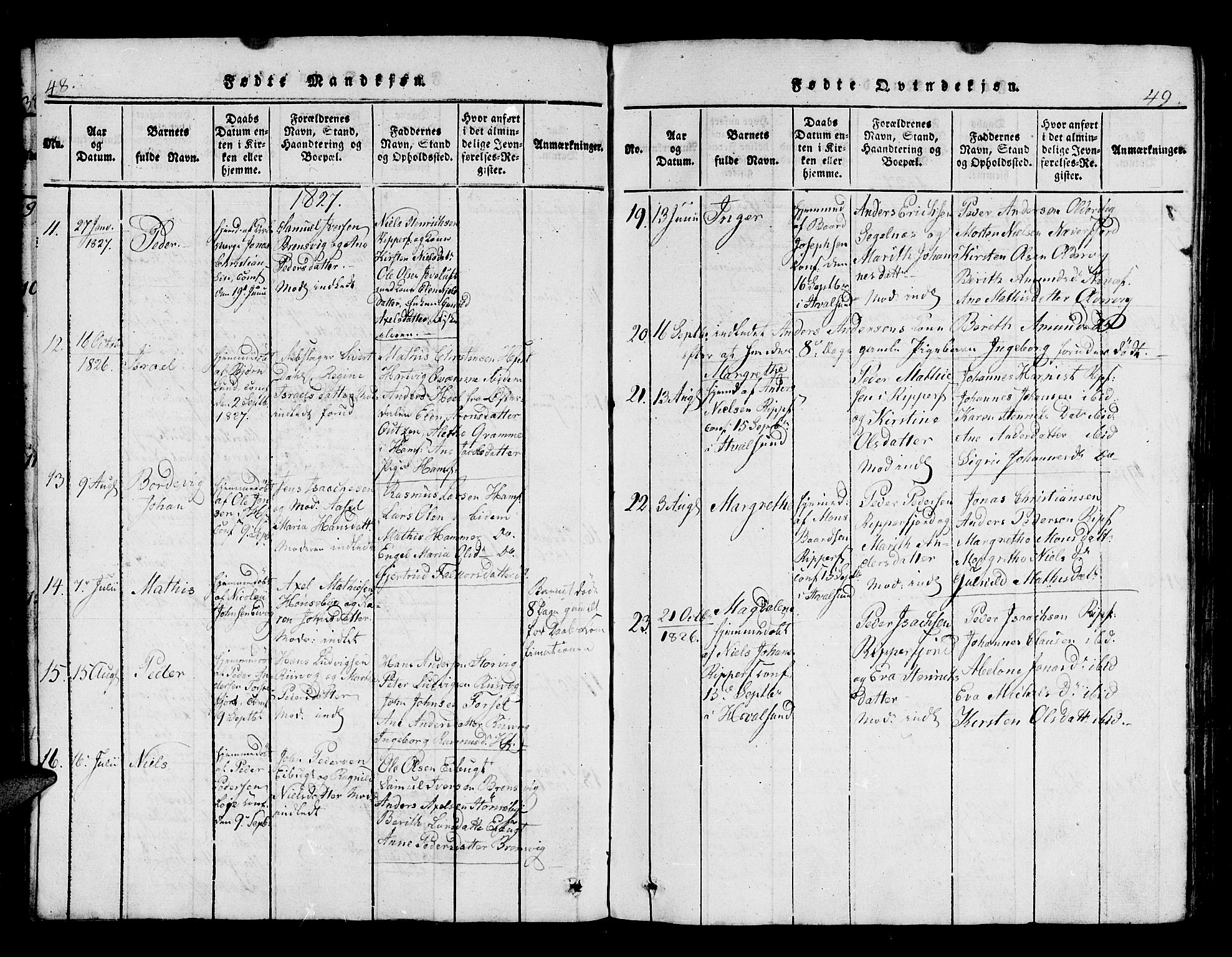 Hammerfest sokneprestkontor, SATØ/S-1347/H/Hb/L0001.klokk: Parish register (copy) no. 1, 1822-1850, p. 48-49