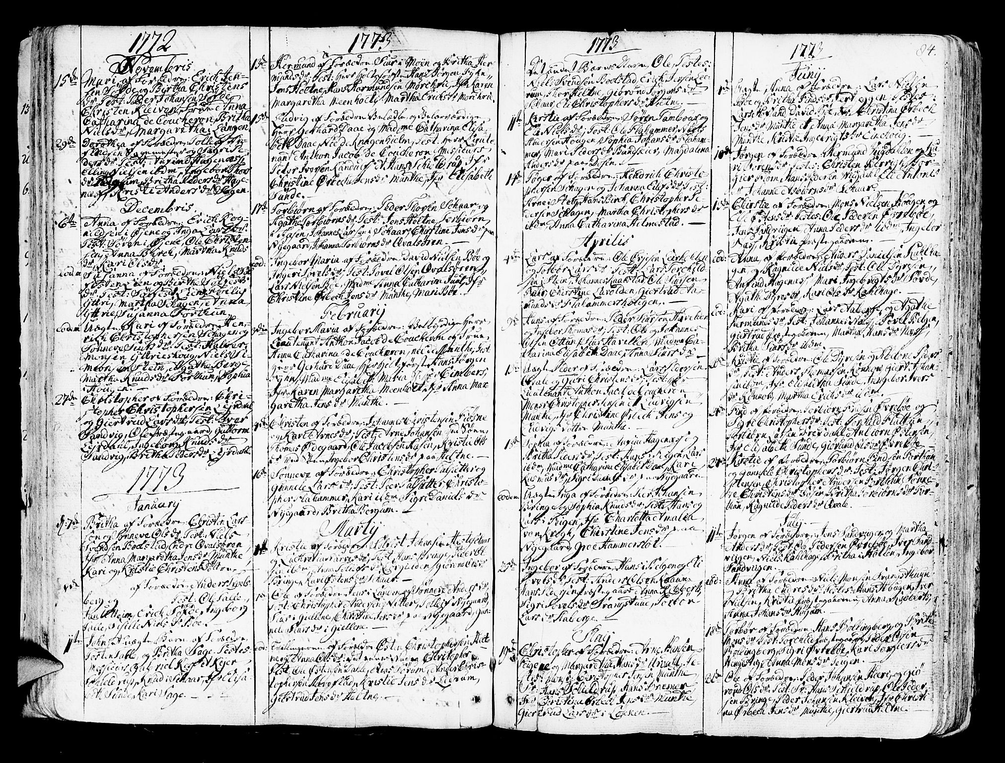 Luster sokneprestembete, SAB/A-81101/H/Haa/Haaa/L0001: Parish register (official) no. A 1, 1731-1803, p. 84