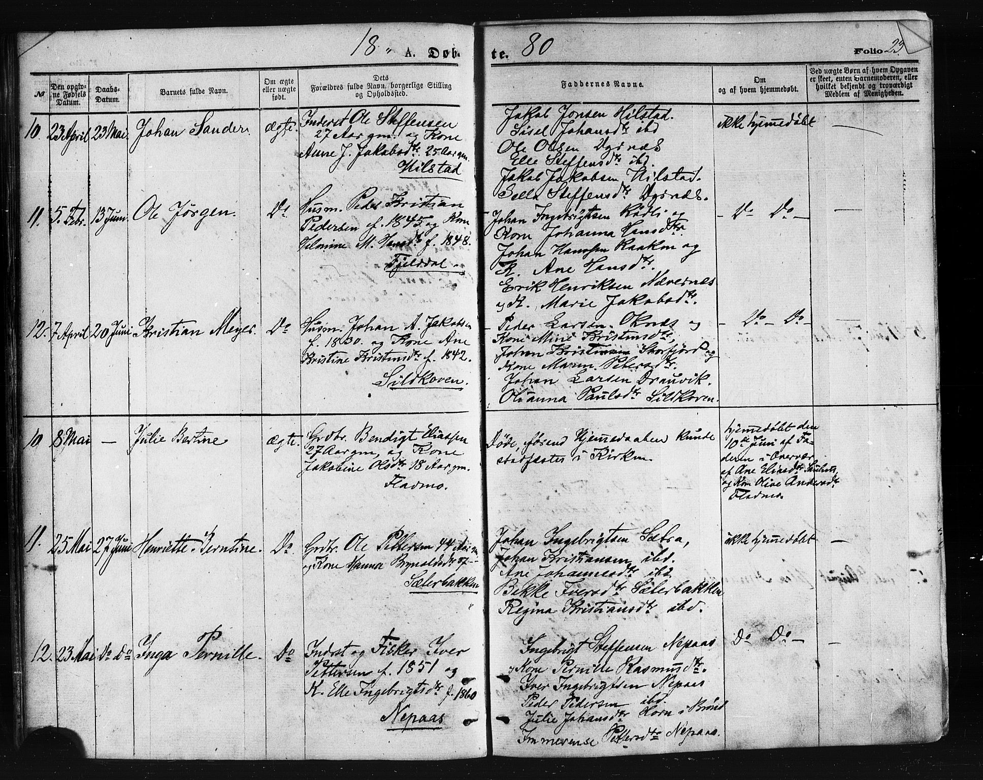 Ministerialprotokoller, klokkerbøker og fødselsregistre - Nordland, AV/SAT-A-1459/814/L0225: Parish register (official) no. 814A06, 1875-1885, p. 23