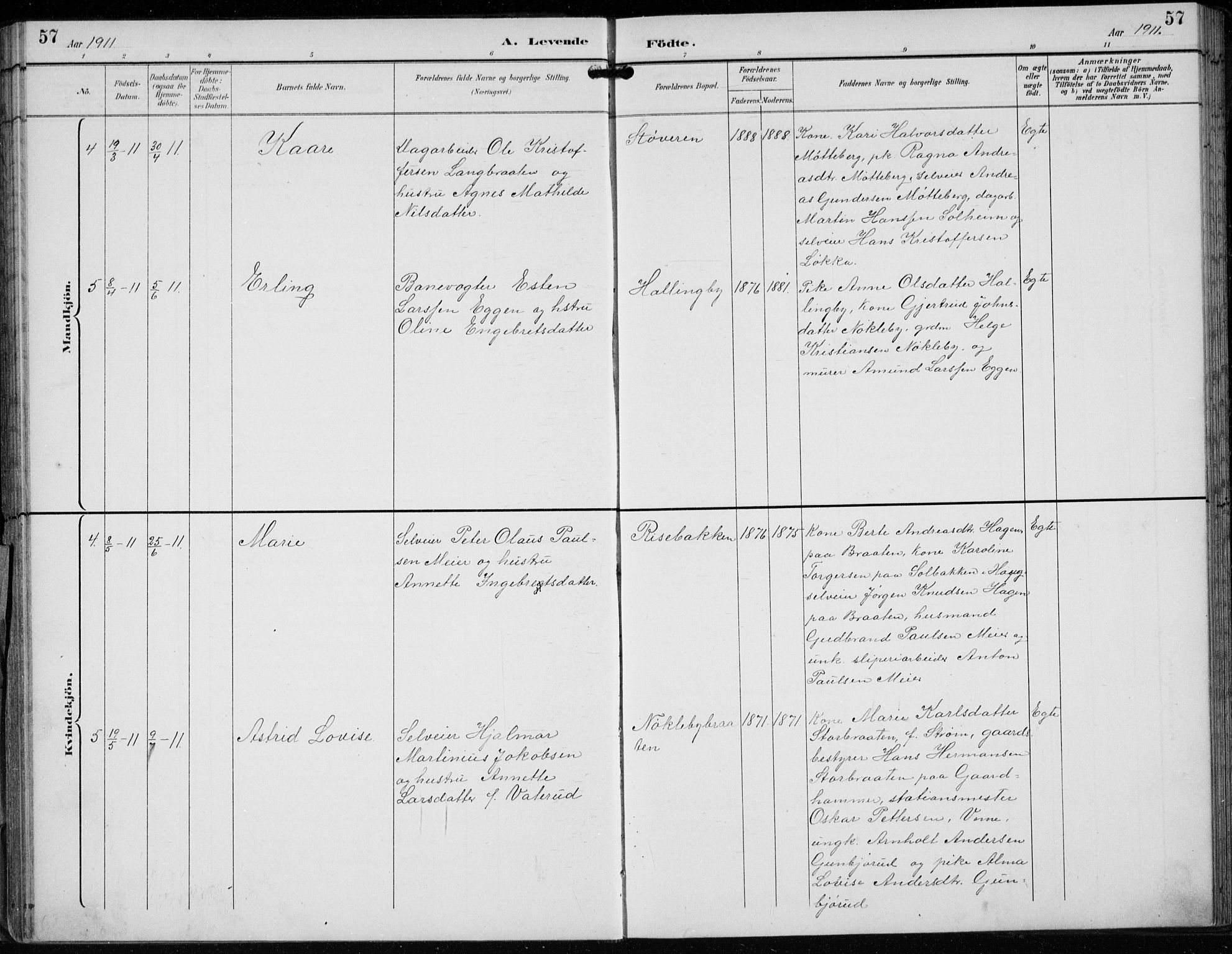 Lunder kirkebøker, AV/SAKO-A-629/F/Fb/L0001: Parish register (official) no. II 1, 1893-1916, p. 57