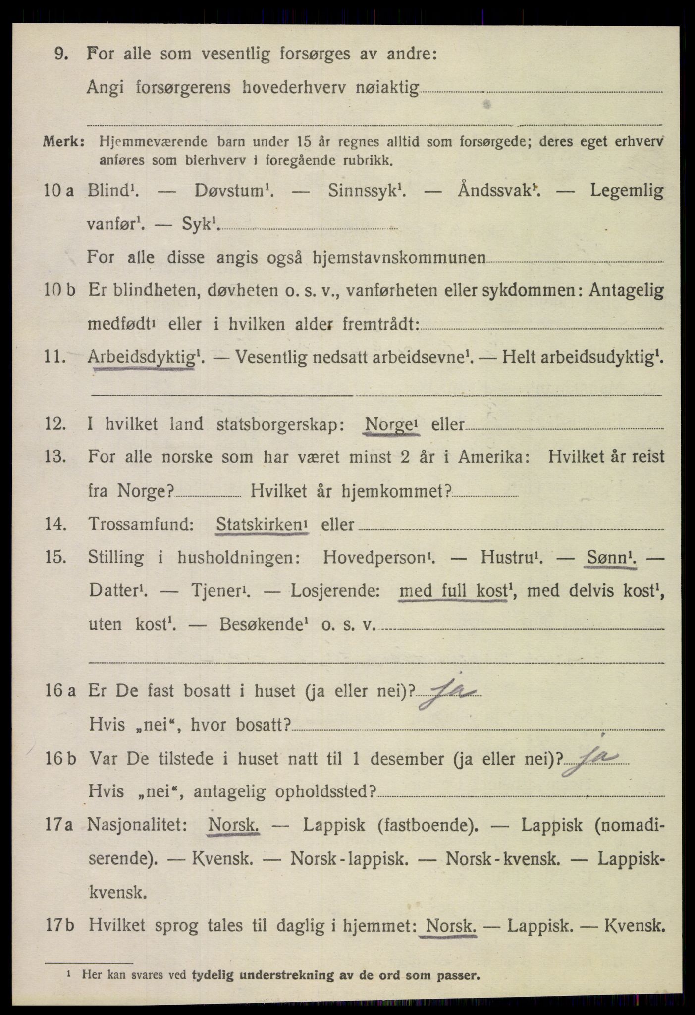 SAT, 1920 census for Høylandet, 1920, p. 459