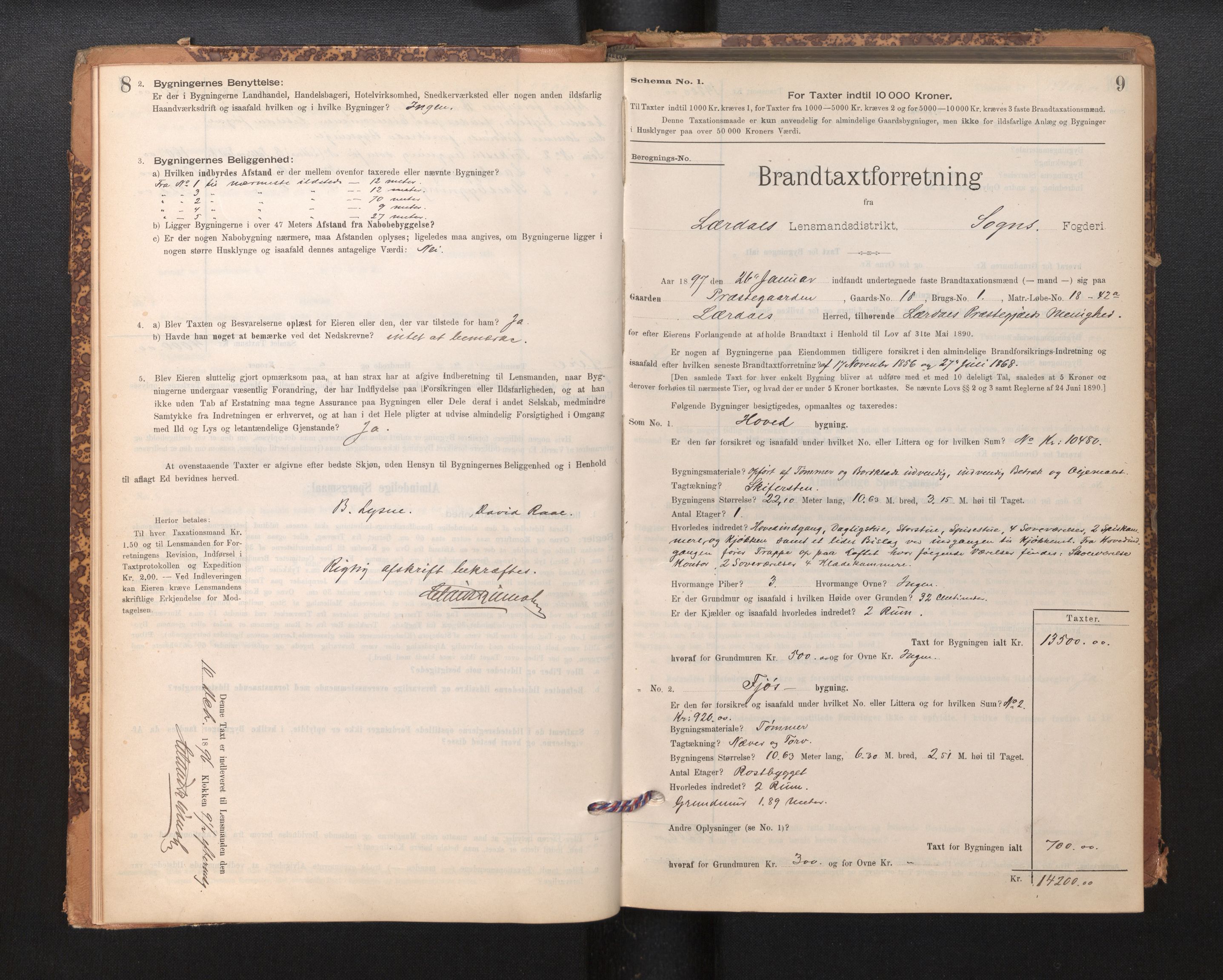 Lensmannen i Lærdal, SAB/A-29401/0012/L0006: Branntakstprotokoll, skjematakst, 1896-1947, p. 8-9