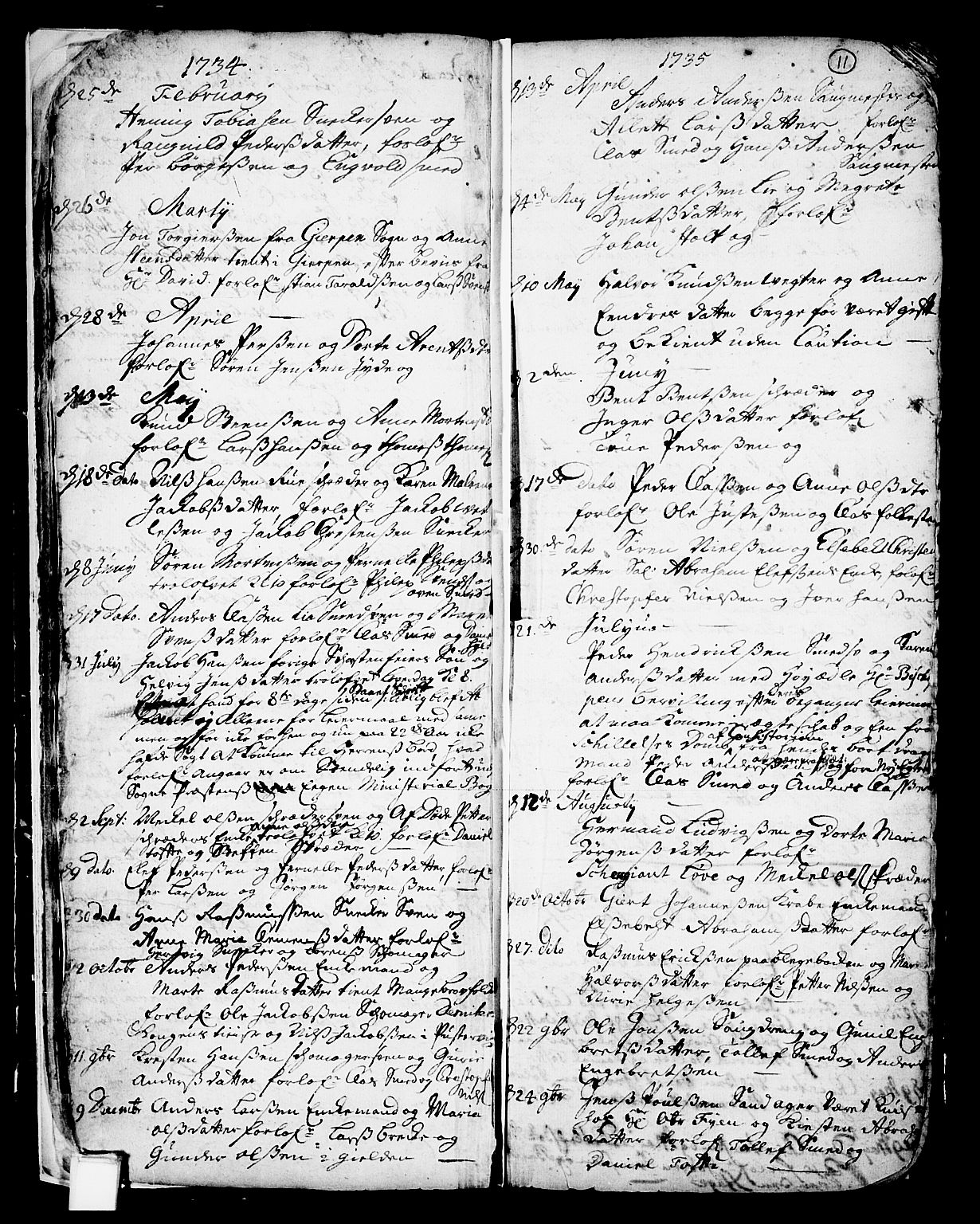 Skien kirkebøker, SAKO/A-302/F/Fa/L0002: Parish register (official) no. 2, 1716-1757, p. 11